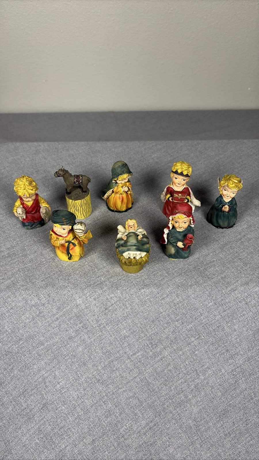 Vintage Christmas Nativity Scene 8 Piece Ceramic Figurine Set Baby Jesus