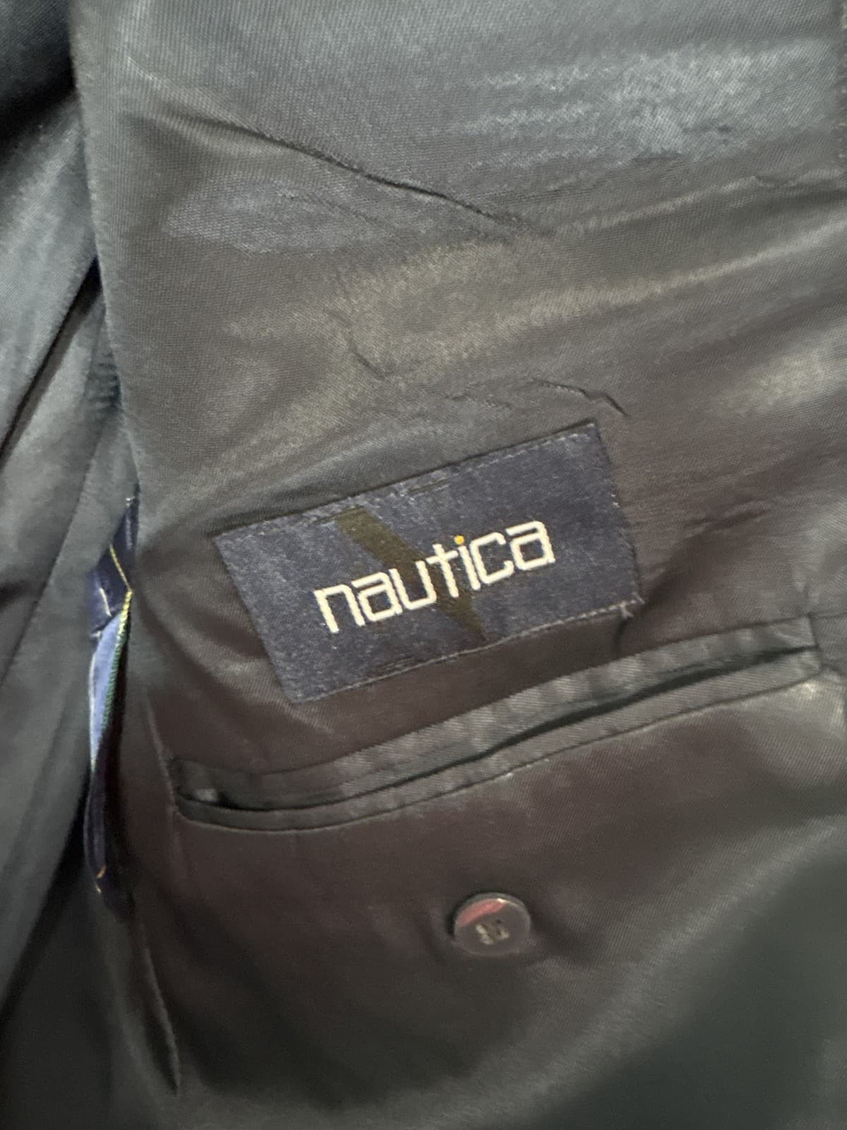 Nautica Mens Plaid 2 Button Blazer Sport Coat Jacket Navy Blue - Thumbnail 3