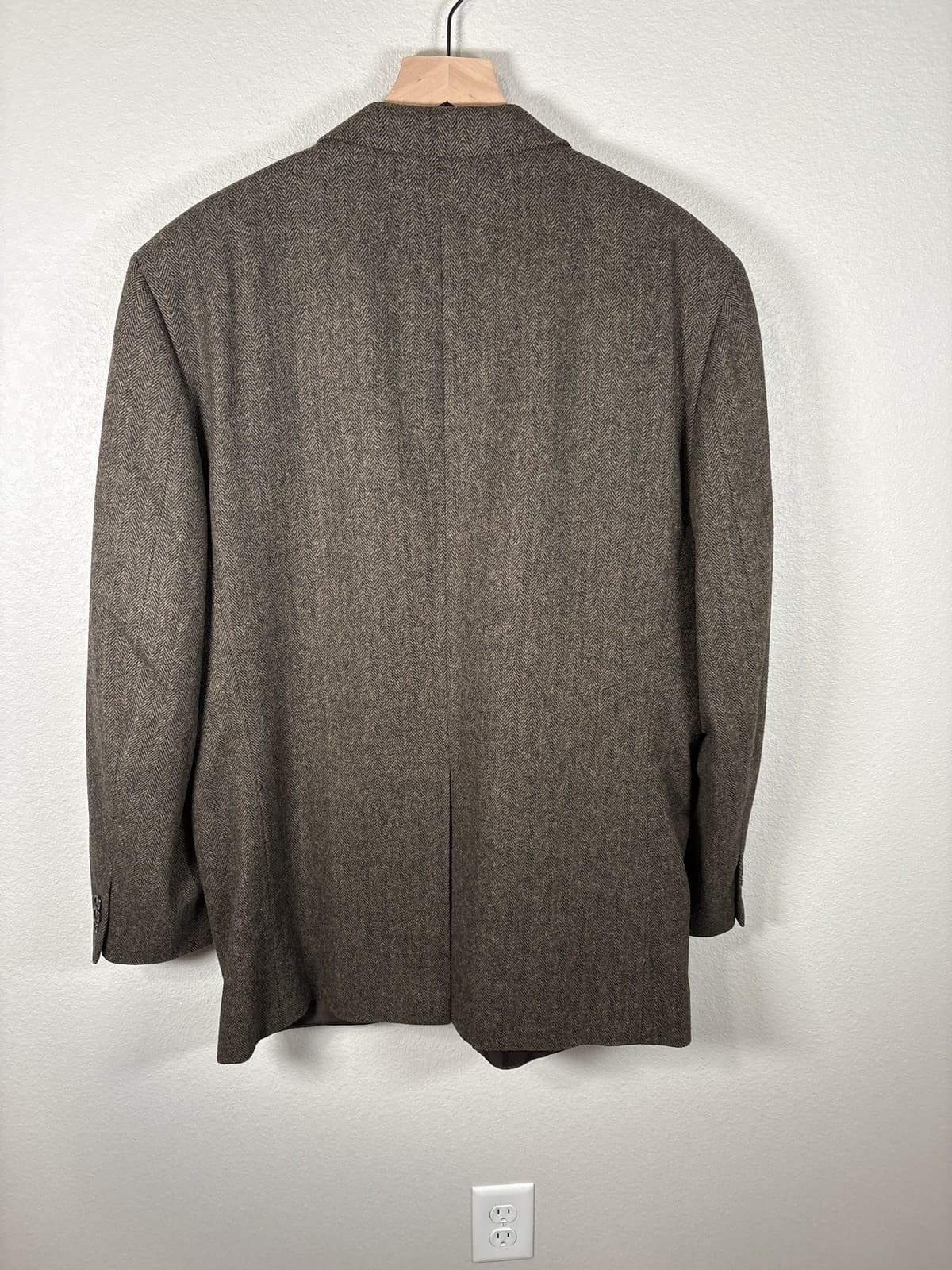 Yves Gerard Men's Brown Herringbone Wool Silk Blazer Sport Coat Jacket 44 L - Thumbnail 7