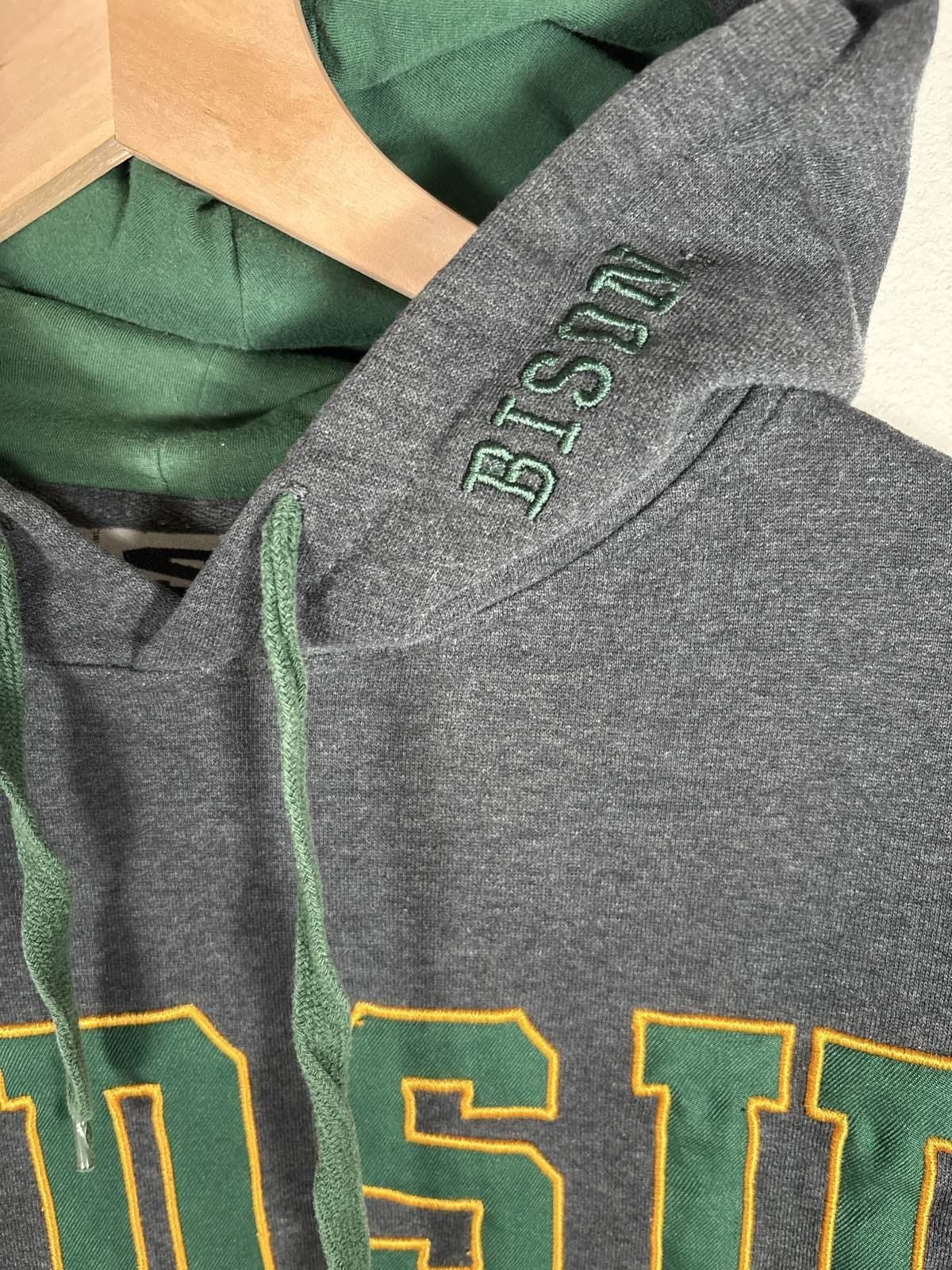 NDSU Bison Hoodie Sweatshirt Unisex Gray Pullover Green Gold Embroidered M - Thumbnail 3