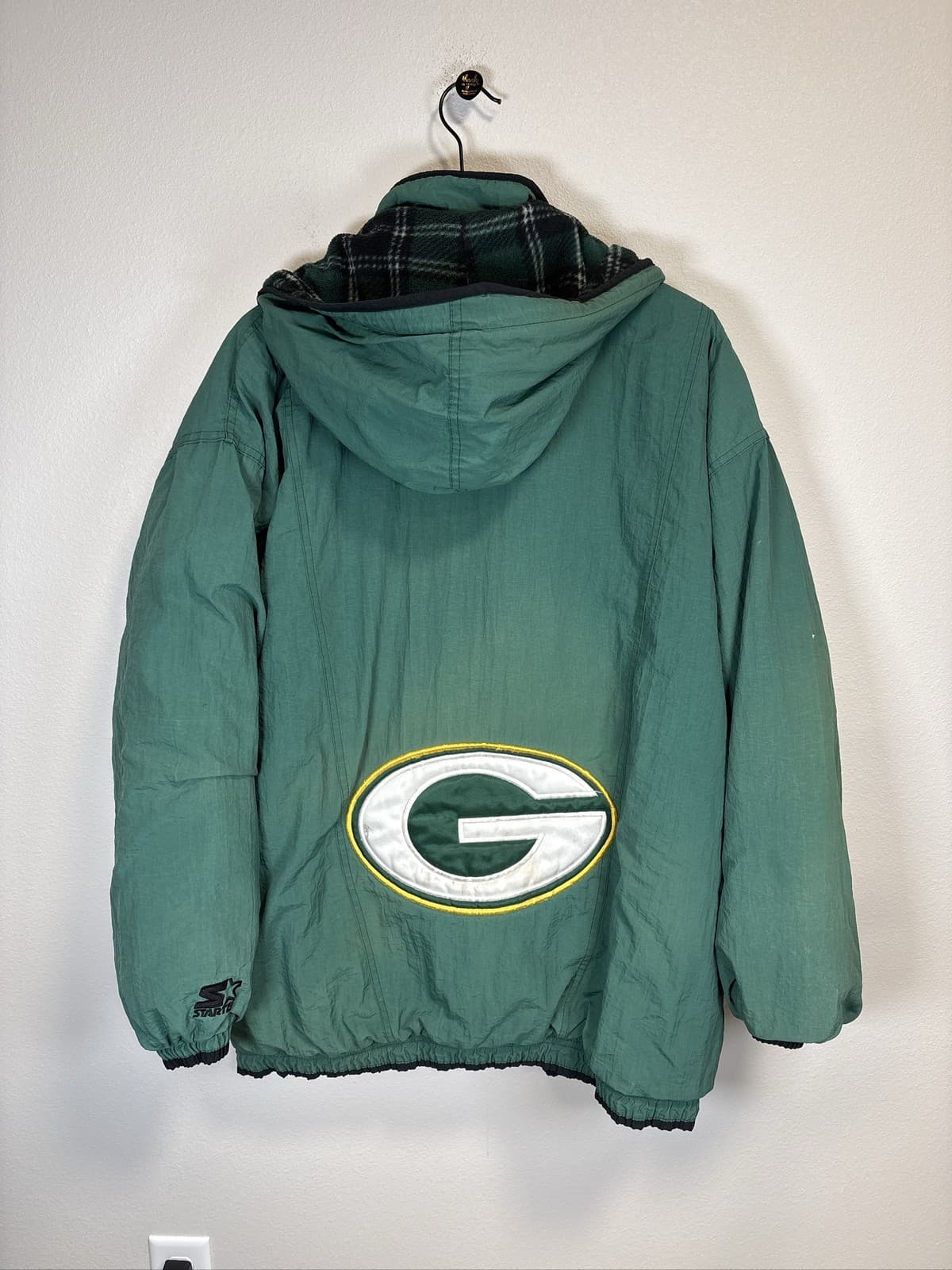 90s Starter Green Bay Packers NFL Hooded Full Zip Jacket Mens XL - Thumbnail 2