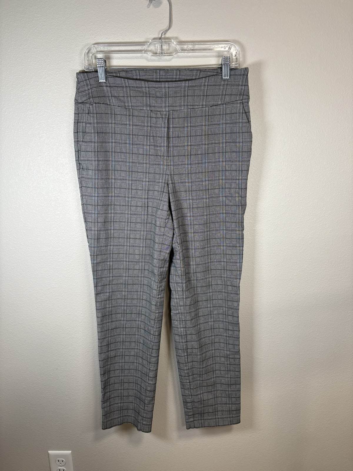 S.C. & CO. Women's Plaid Tummy Control Pull On Pants LG Stretch