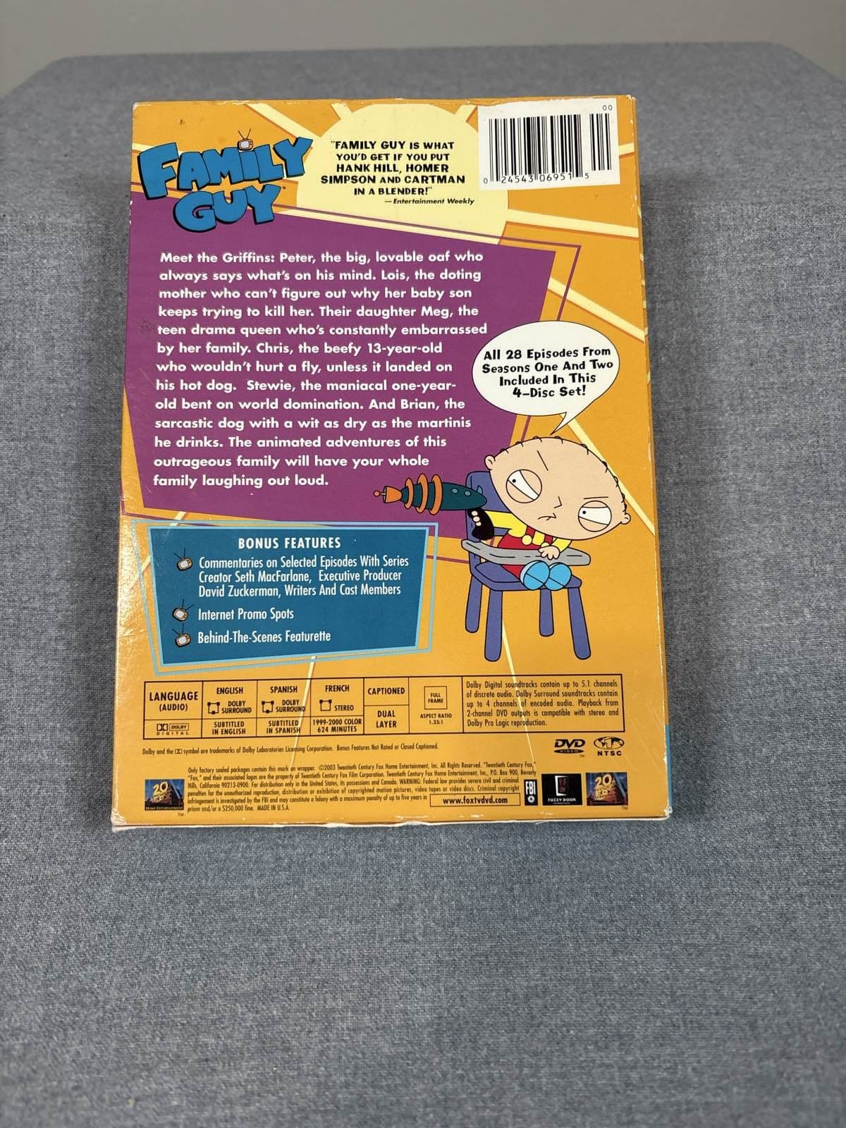 Family Guy Vol 1 Seasons 1-2 DVD 4-Disc Animated Comedy - Thumbnail 3