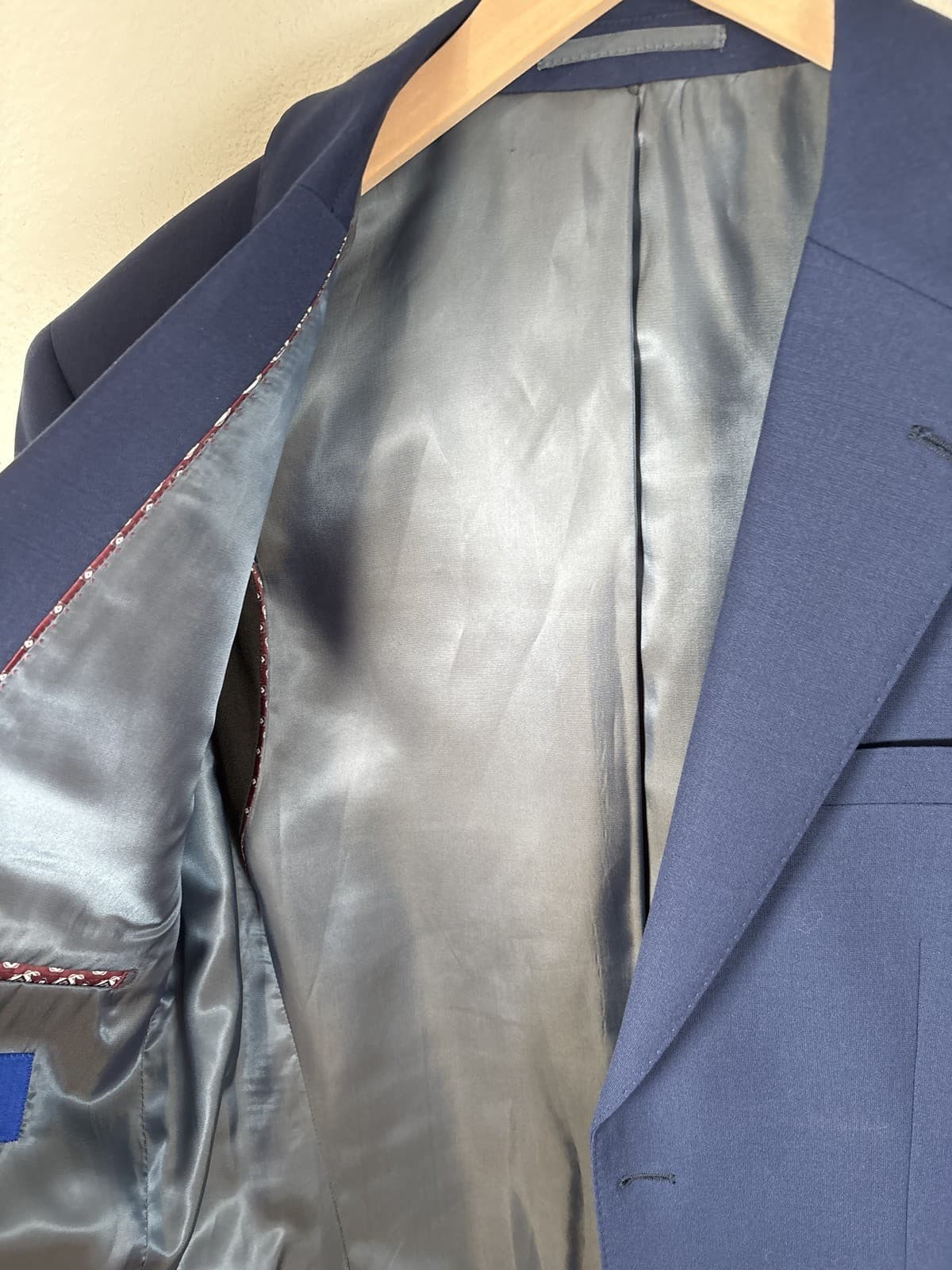 Giles & Jasper Men's Blue Wool Suit Jacket Blazer 35 R - Thumbnail 7