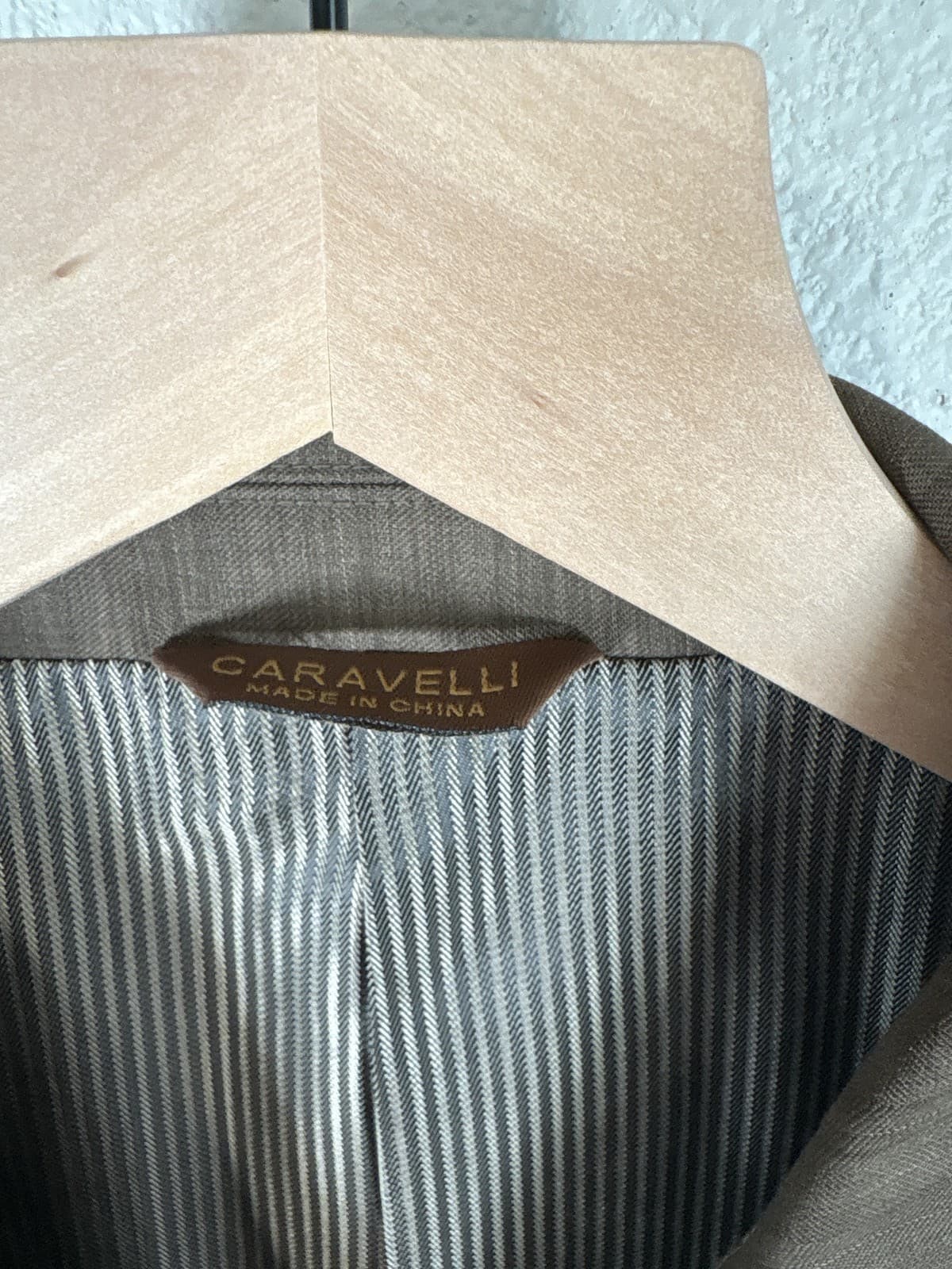 Caravelli Superior 150s Men's Brown Pinstripe Suit Jacket 44S - Thumbnail 6