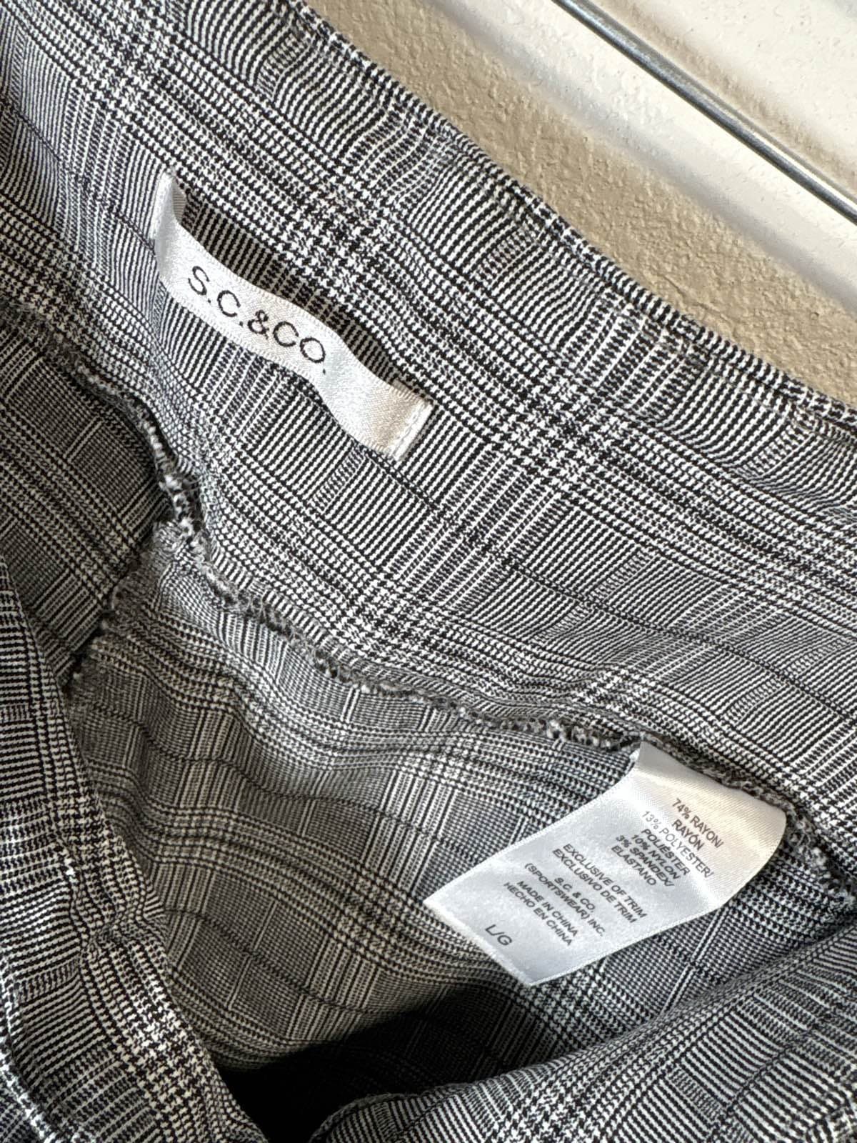 S.C. & CO. Women's Plaid Tummy Control Pull On Pants LG Stretch - Thumbnail 3