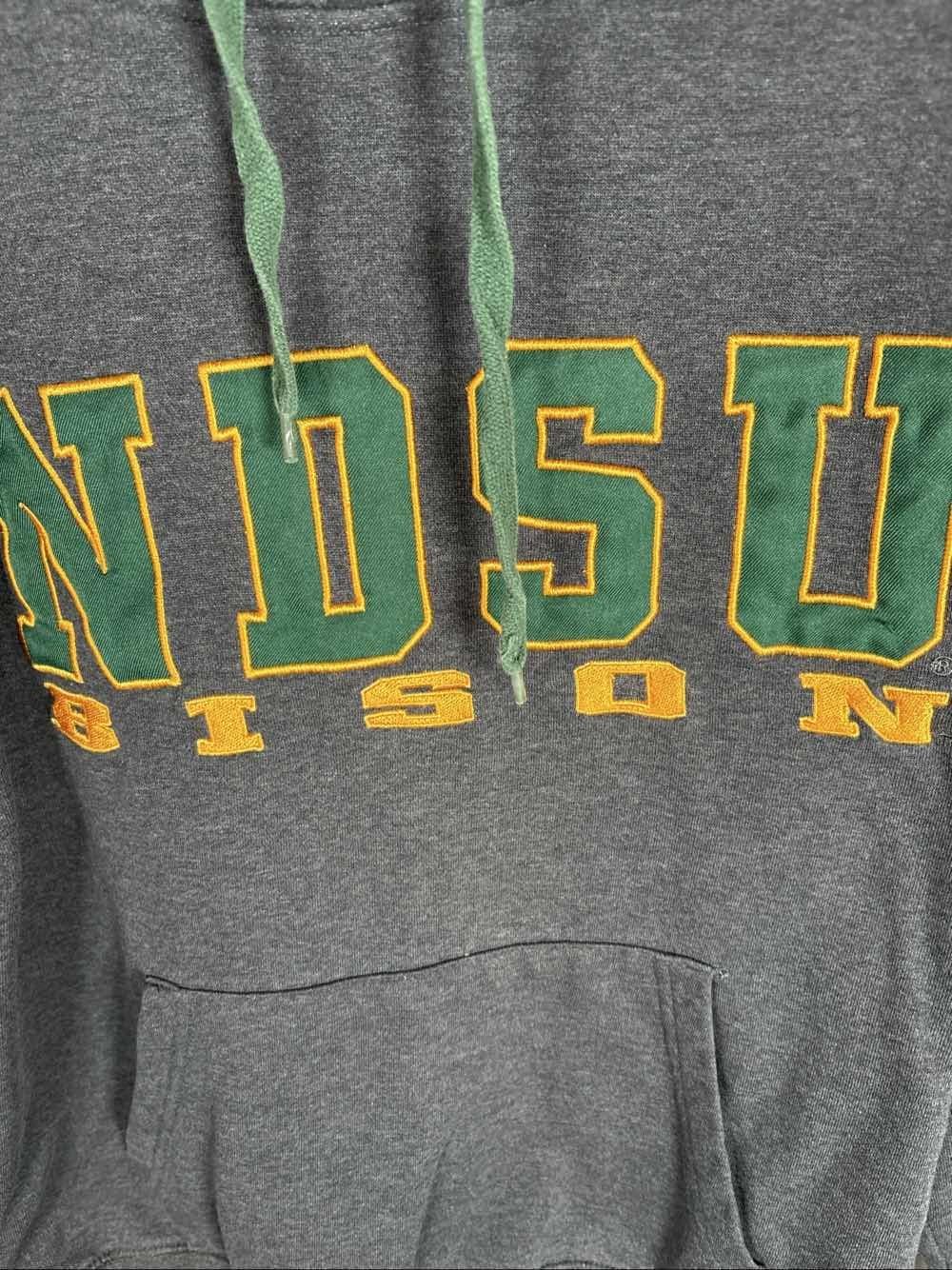 NDSU Bison Hoodie Sweatshirt Unisex Gray Pullover Green Gold Embroidered M - Thumbnail 2