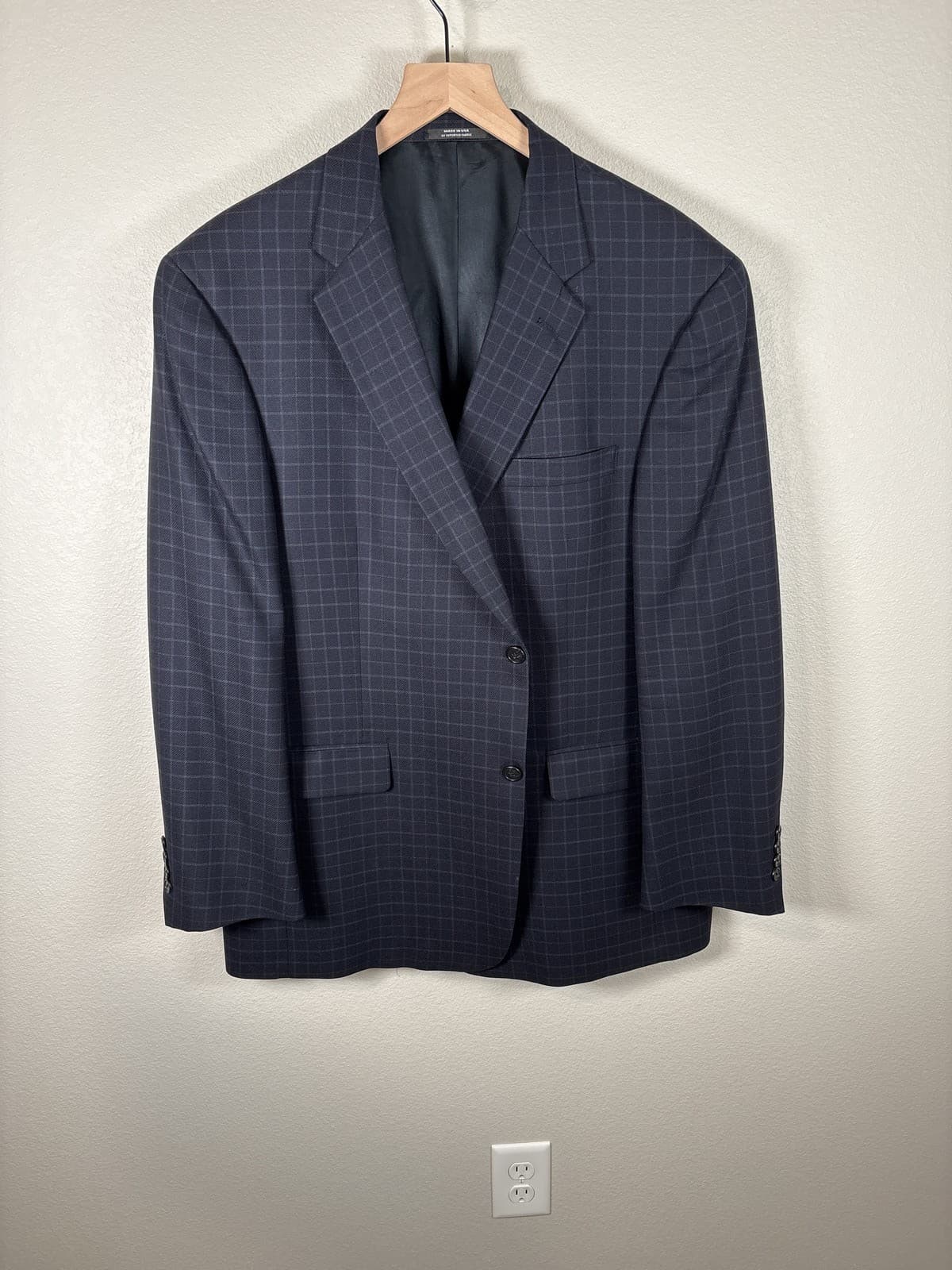 Austin Reed London Hellman Men's Plaid Wool Blazer Sport Coat 46 R Made In USS