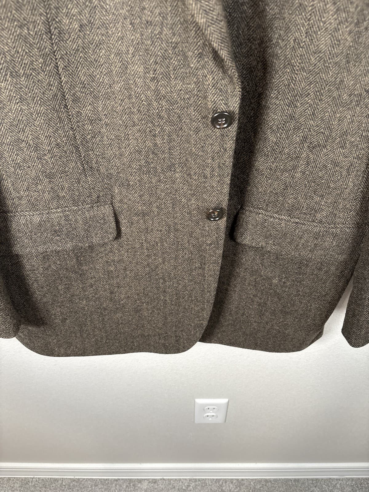 Yves Gerard Men's Brown Herringbone Wool Silk Blazer Sport Coat Jacket 44 L - Thumbnail 5