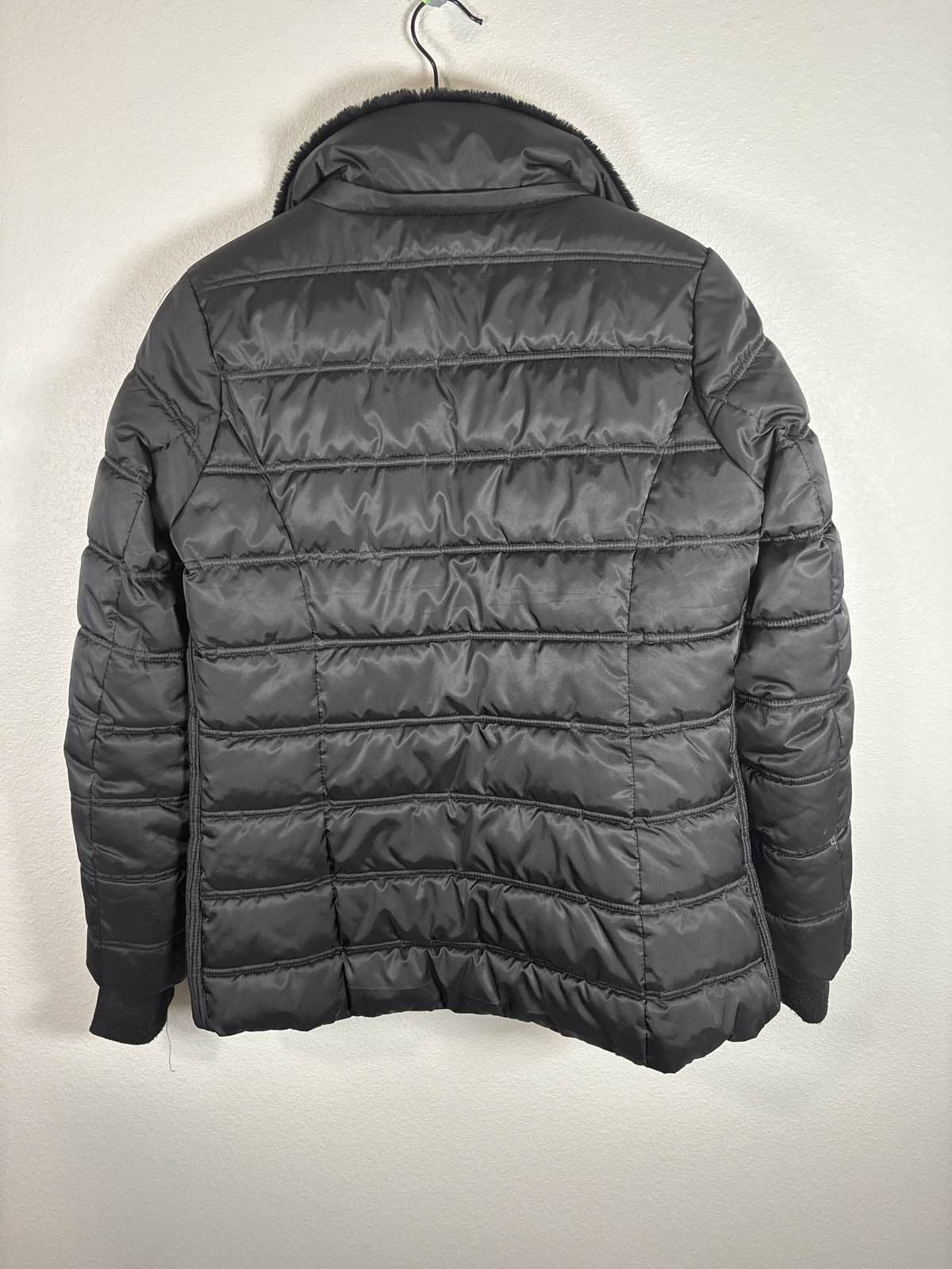 Nautica Womens Black Puffer Jacket Faux Fur Collar Full Zip M Winter Coat - Thumbnail 9