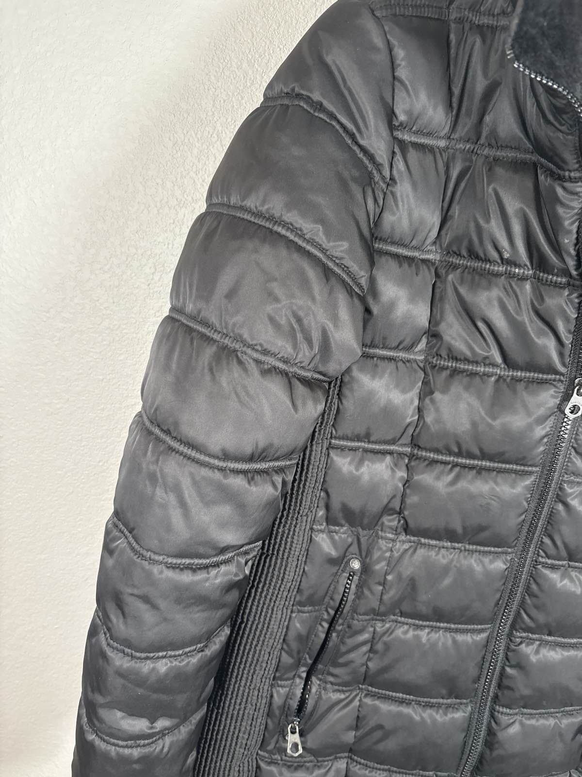 Nautica Womens Black Puffer Jacket Faux Fur Collar Full Zip M Winter Coat - Thumbnail 4