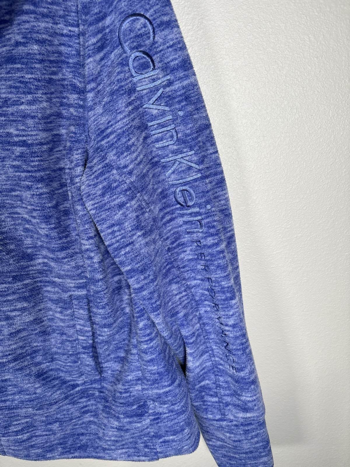 Calvin Klein Performance Blue Space Dye Fleece Full Zip Hoodie Small - Thumbnail 2