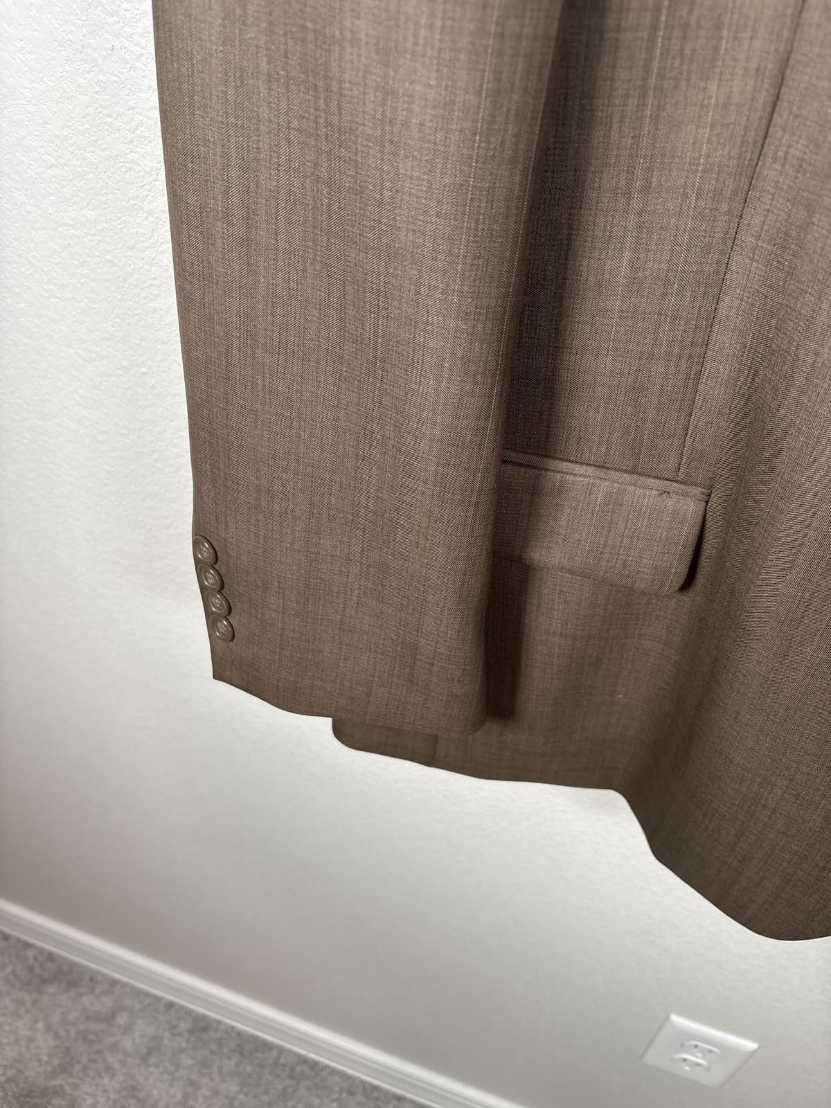Caravelli Superior 150s Men's Brown Pinstripe Suit Jacket 44S - Thumbnail 5