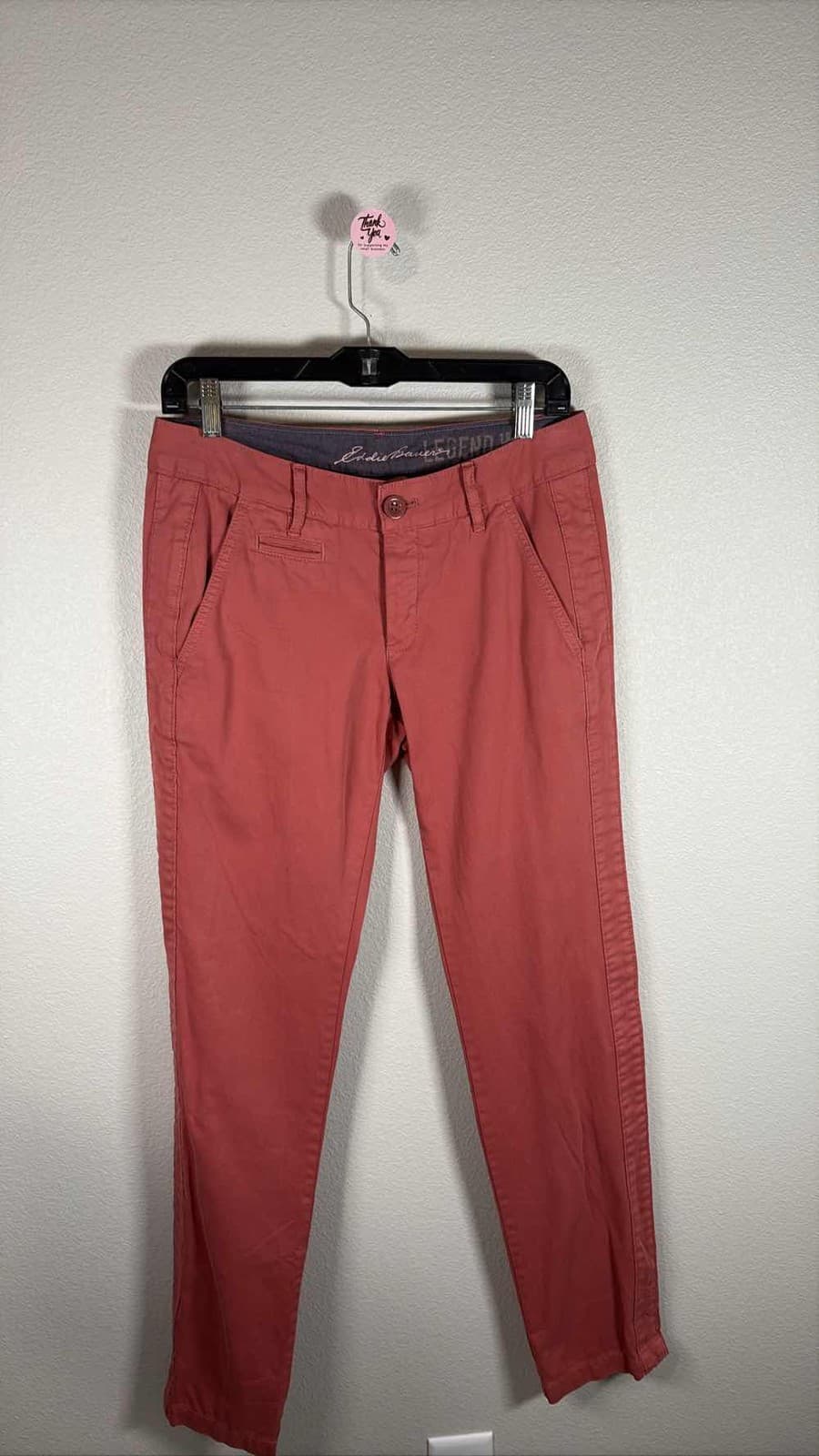 Eddie Bauer Women's Pink Salmon Chino Pants Legend Wash Straight Leg SZ 2