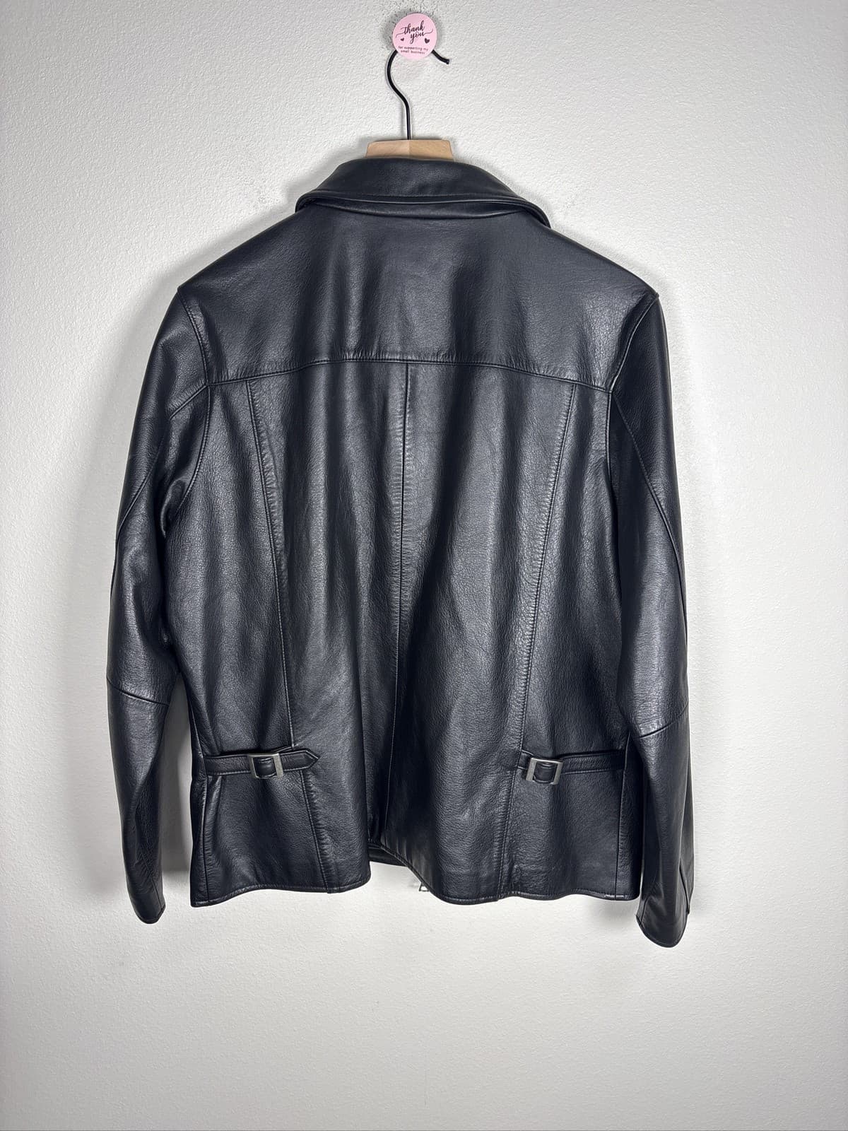 Eddie Bauer Women’s Black Leather Full Zip Bomber Jacket Size L - Thumbnail 6