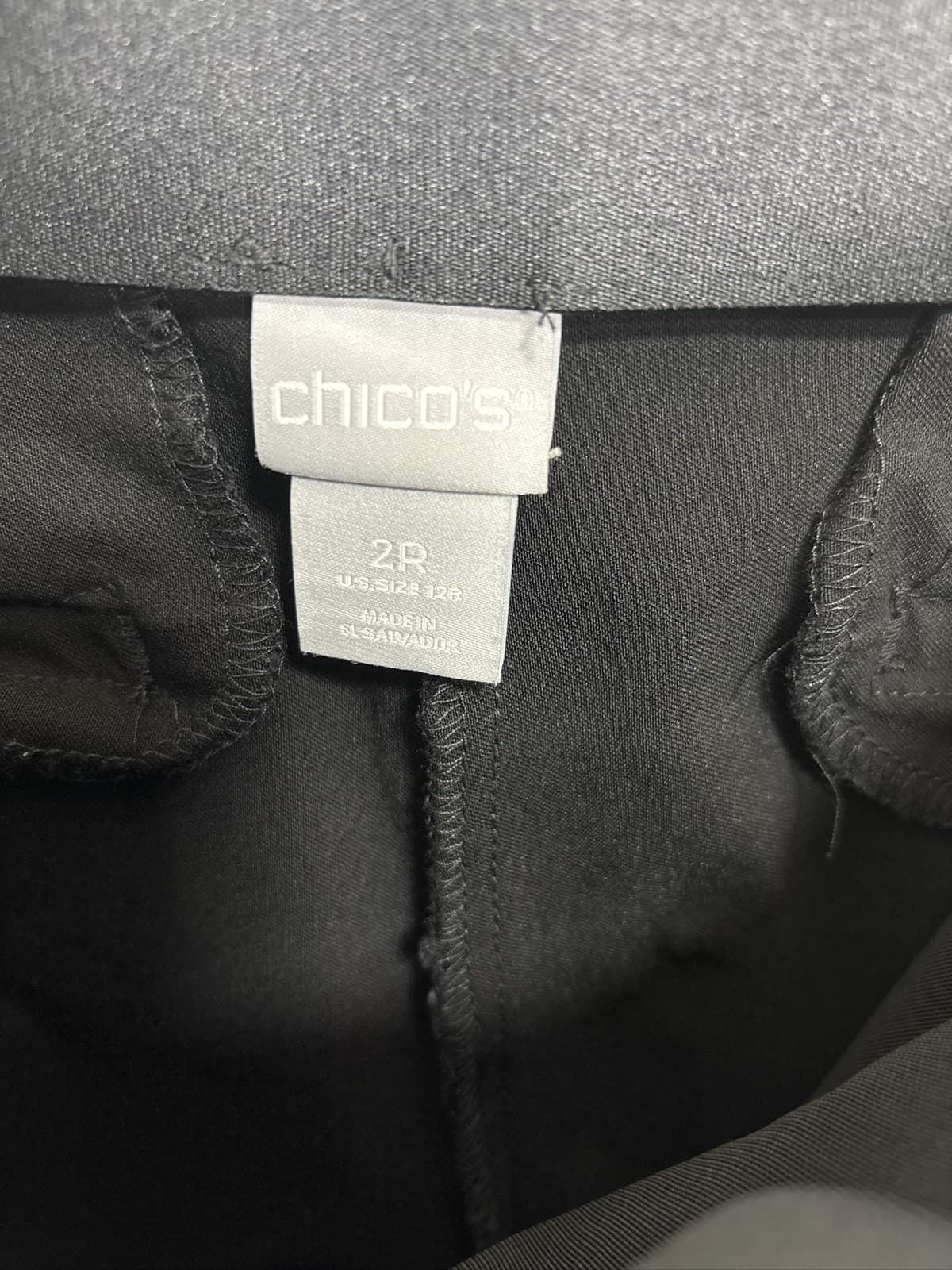 Chico's Women's Black Crop Pants Button Hem Stretch Pull On Size 2R - Thumbnail 5