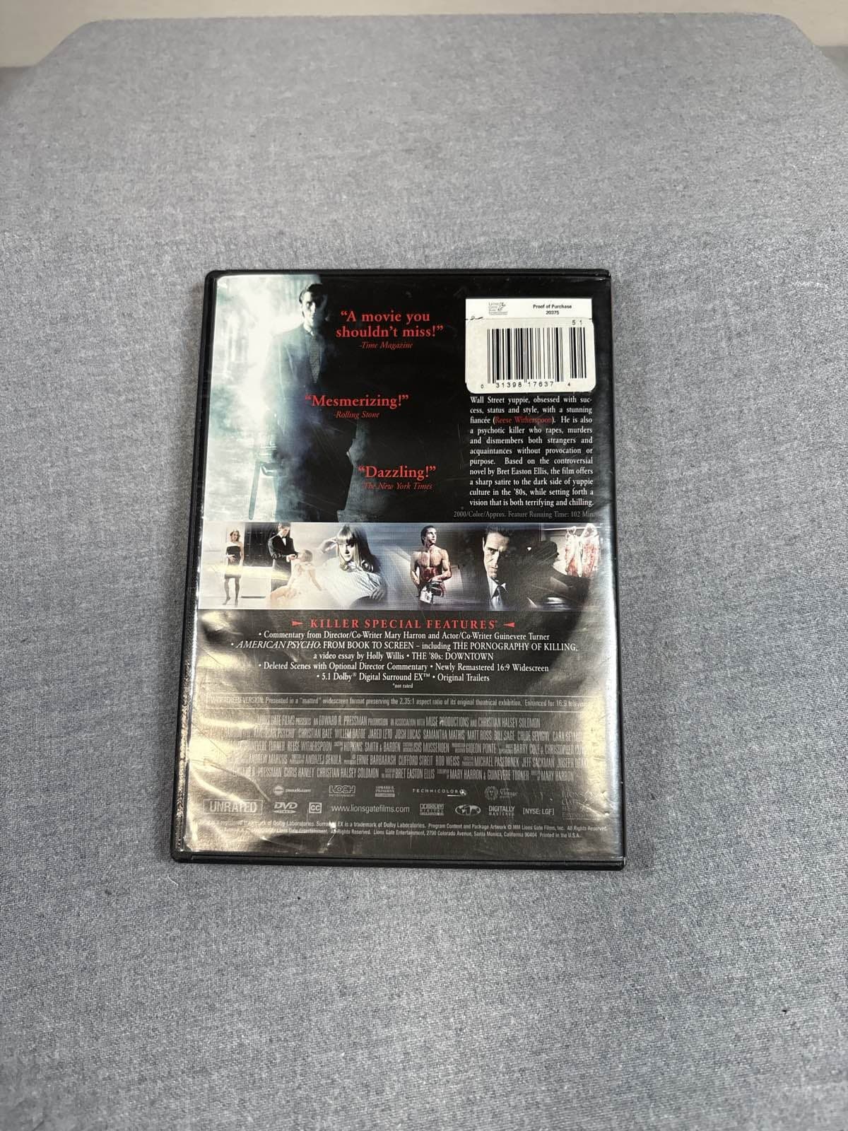 American Psycho DVD Uncut Killer Collector's - Thumbnail 2