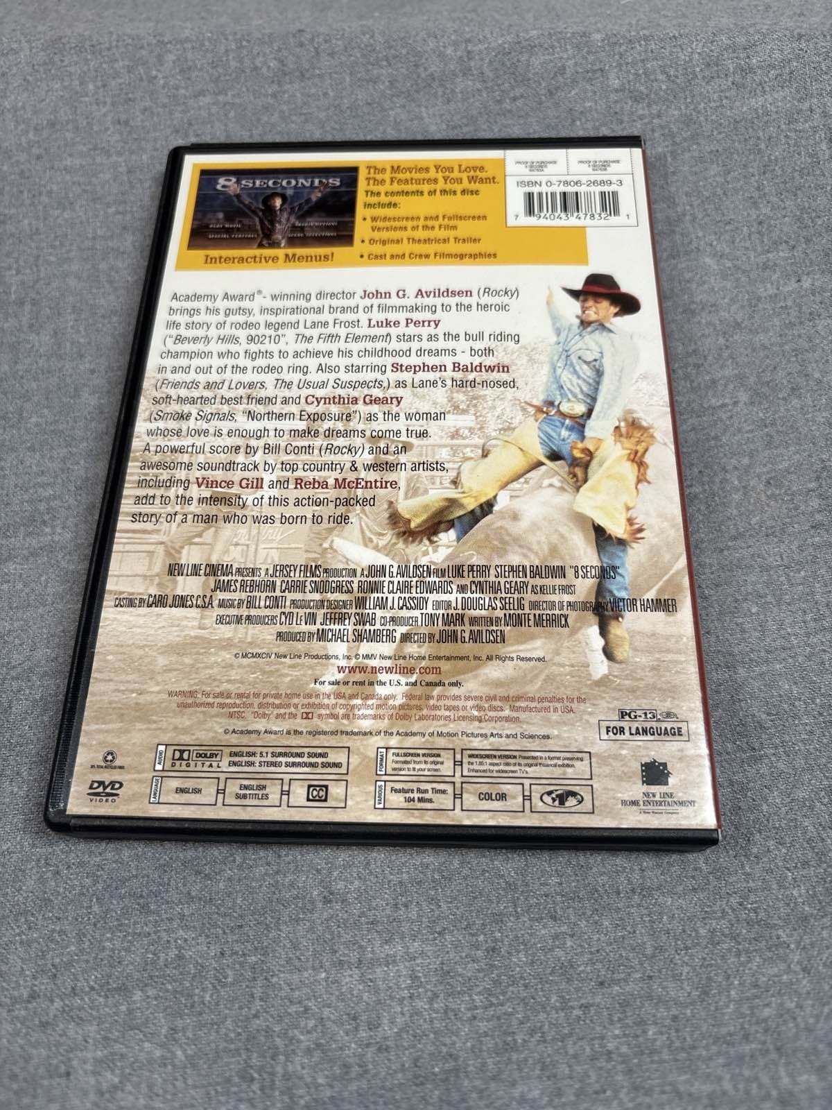 8 Seconds DVD 1994 Luke Perry Stephen Baldwin Cynthia Geary Rodeo Film - Thumbnail 2