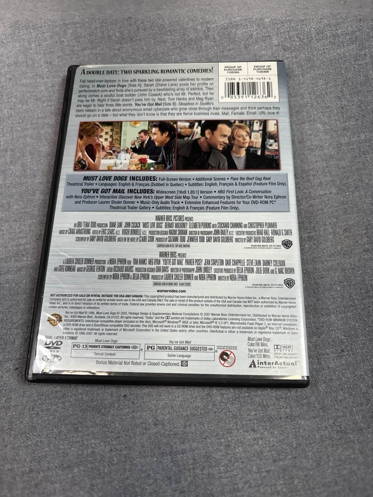 Must Love Dogs / You've Got Mail Romance Double Feature DVD Diane Lane Cusack - Thumbnail 2