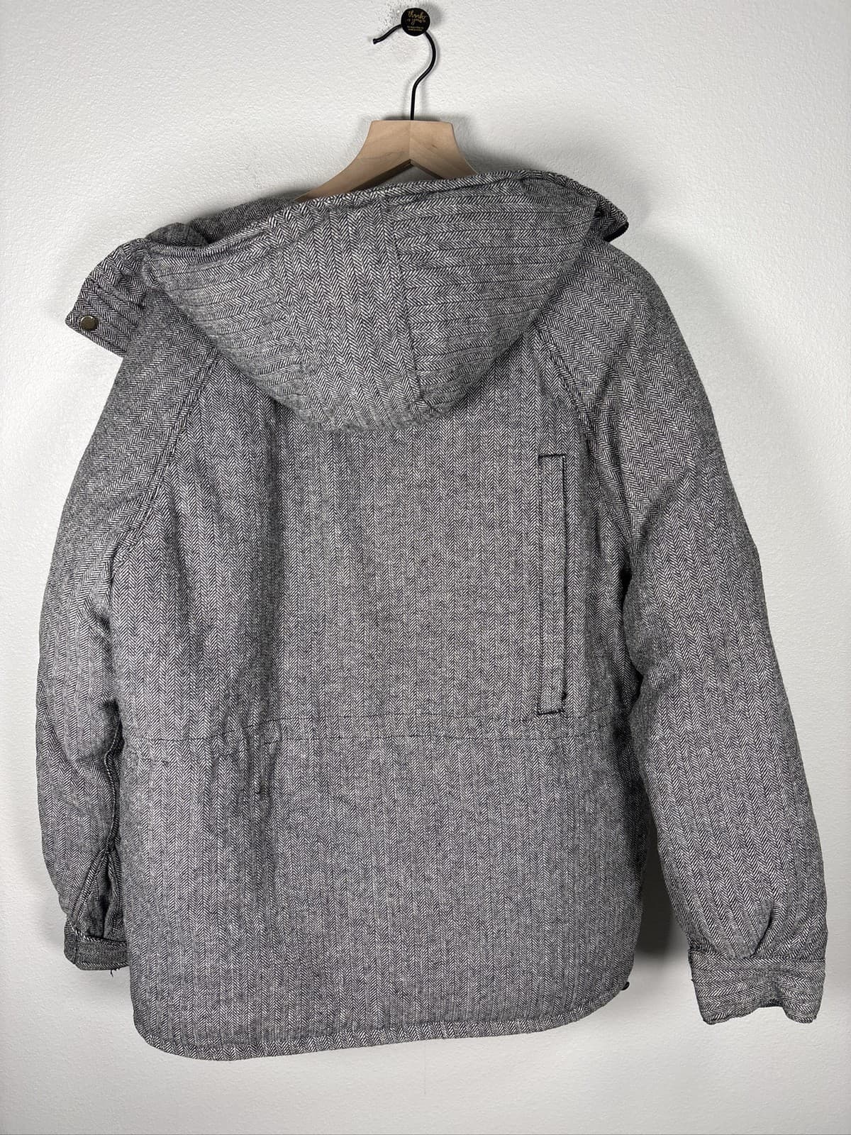 Phatcewear Phat Farm Mens Herringbone Puffer Jacket Grey Hooded Coat L - Thumbnail 4