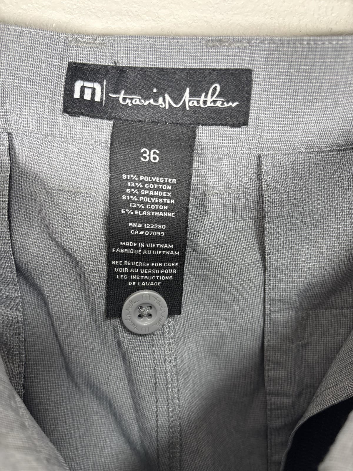 Travis Mathew Mens Golf Shorts Size 36 Gray Performance Stretch Chino - Thumbnail 3