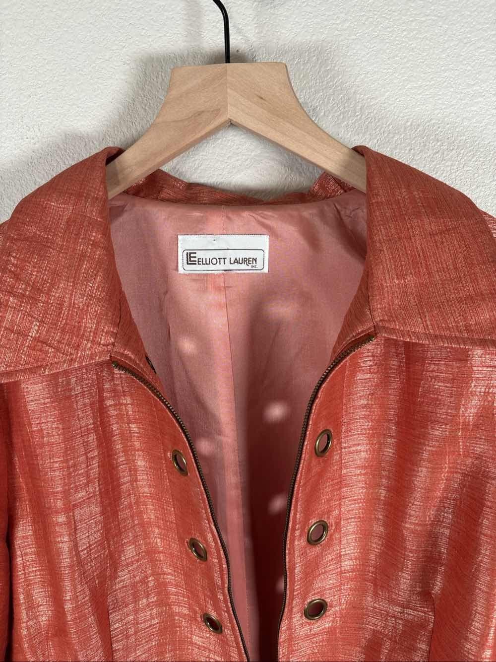 Elliott Lauren Womens Orange Metallic Blazer Jacket Lightweight Size L - Thumbnail 2