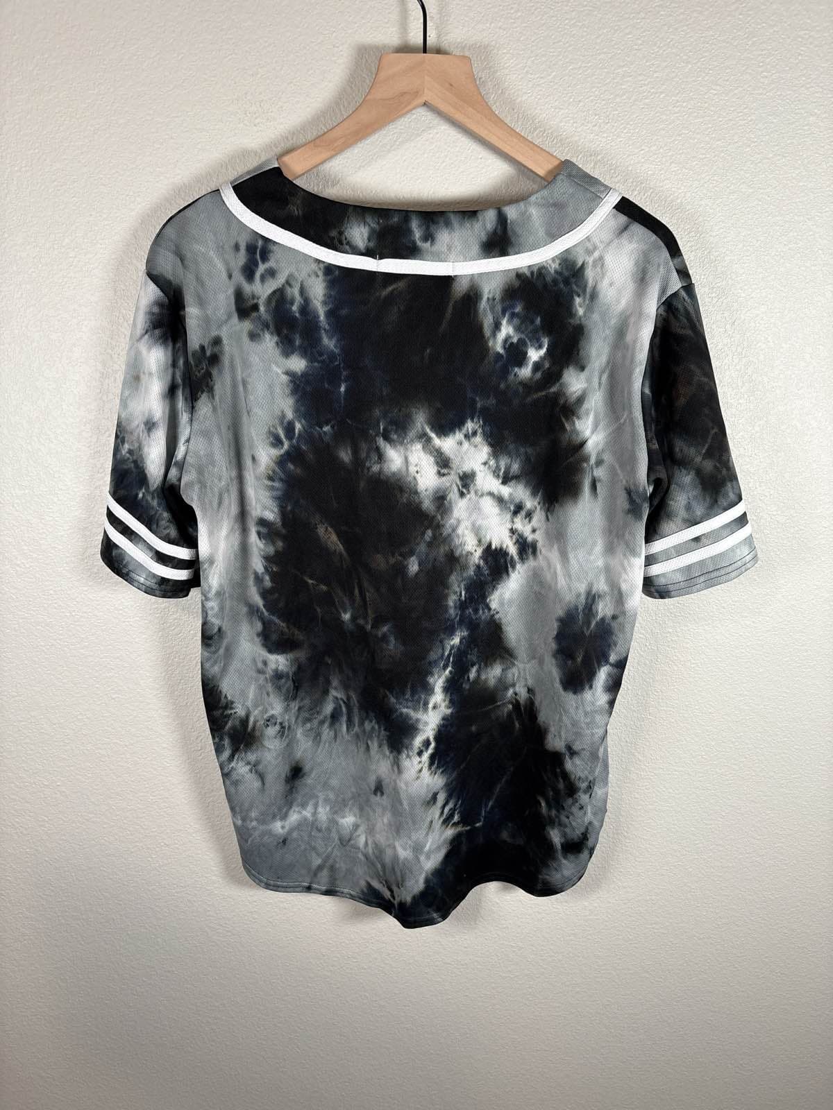 Belle & Tweed Good Vibes Tie Dye Baseball Jersey Shirt Top Women's L/XL - Thumbnail 5