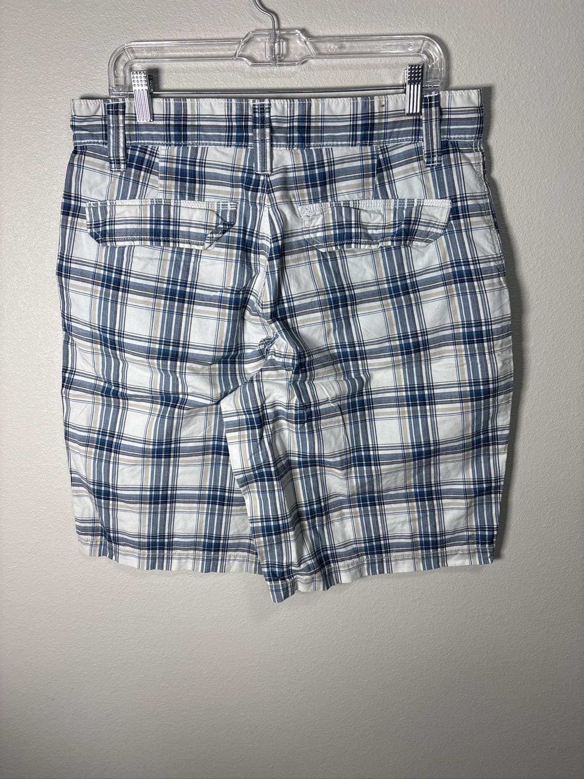 Canyon River Blues Mens Blue White Plaid Flat Front Cotton Shorts 34 - Thumbnail 2