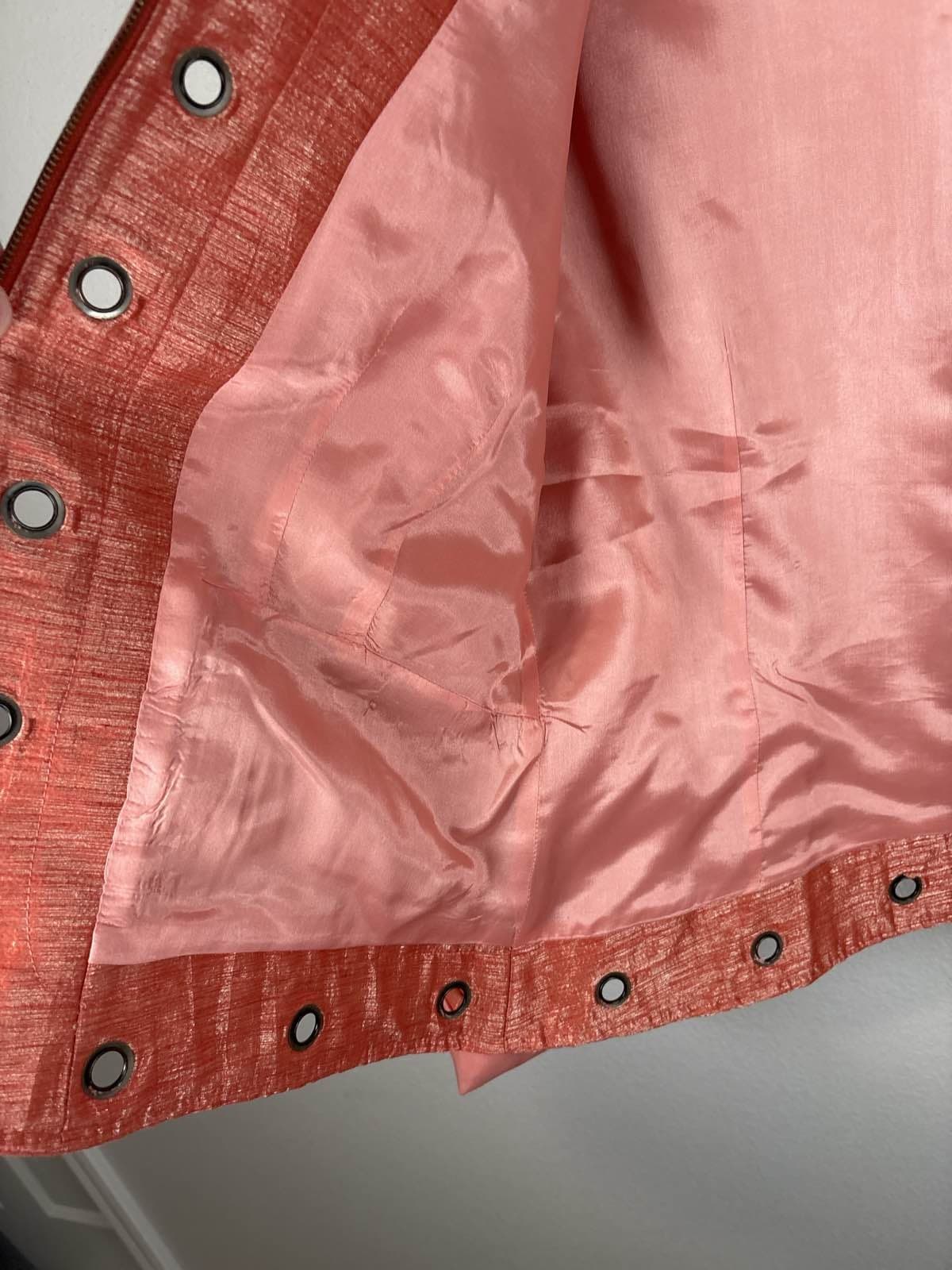 Elliott Lauren Womens Orange Metallic Blazer Jacket Lightweight Size L - Thumbnail 5