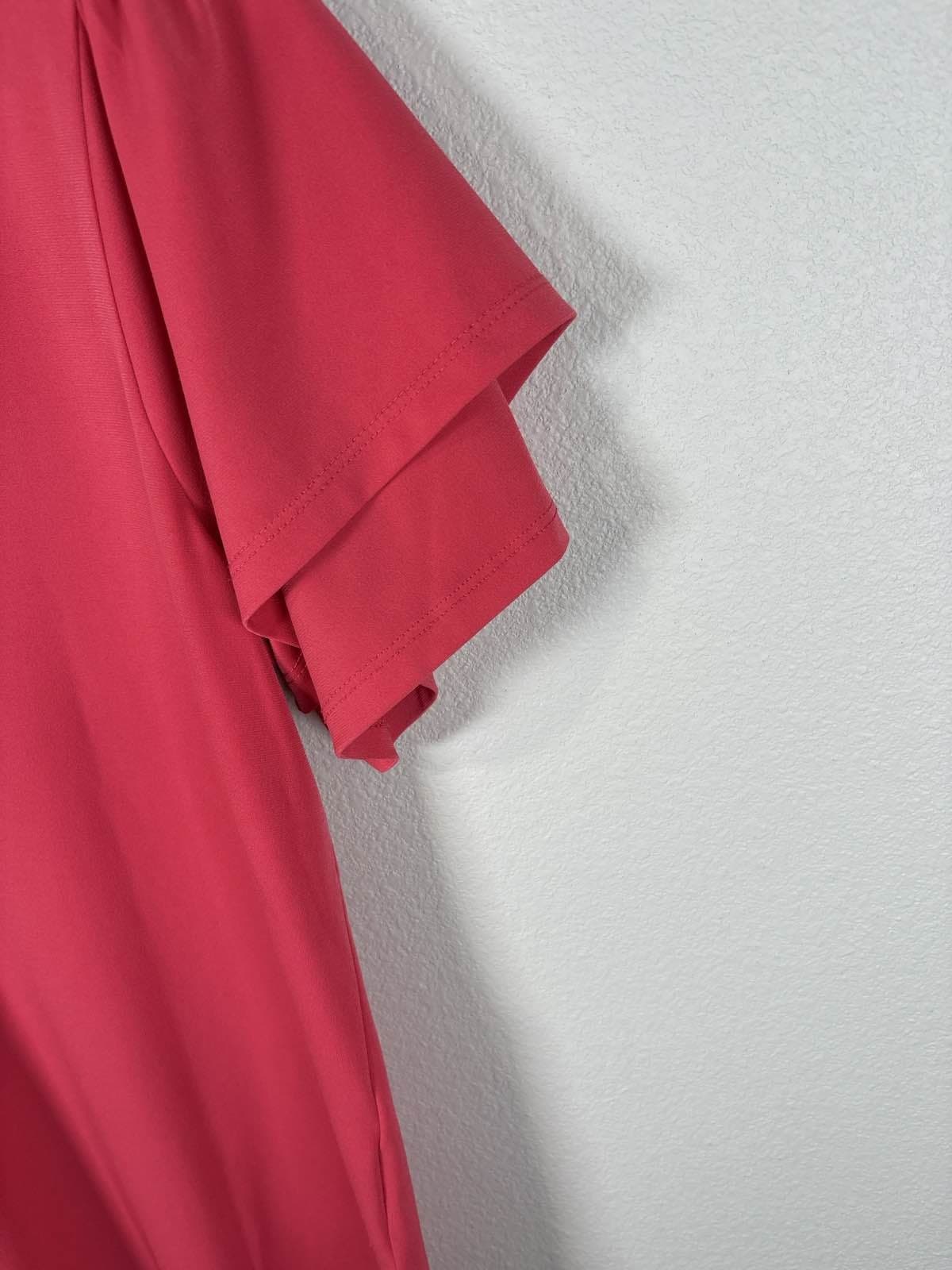Michael Kors Red Gold Grommet Lace Up Tunic Top Ruffled Sleeve S - Thumbnail 3
