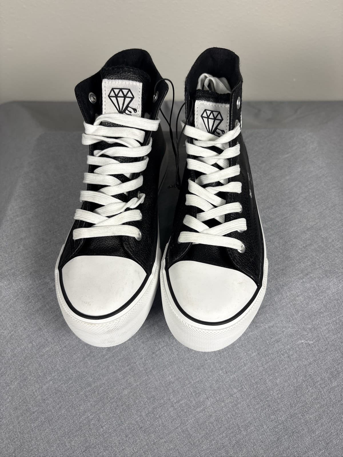 Rock & Candy Women's Platform Wedge Sneakers Black Faux Leather Size 7 - Thumbnail 2