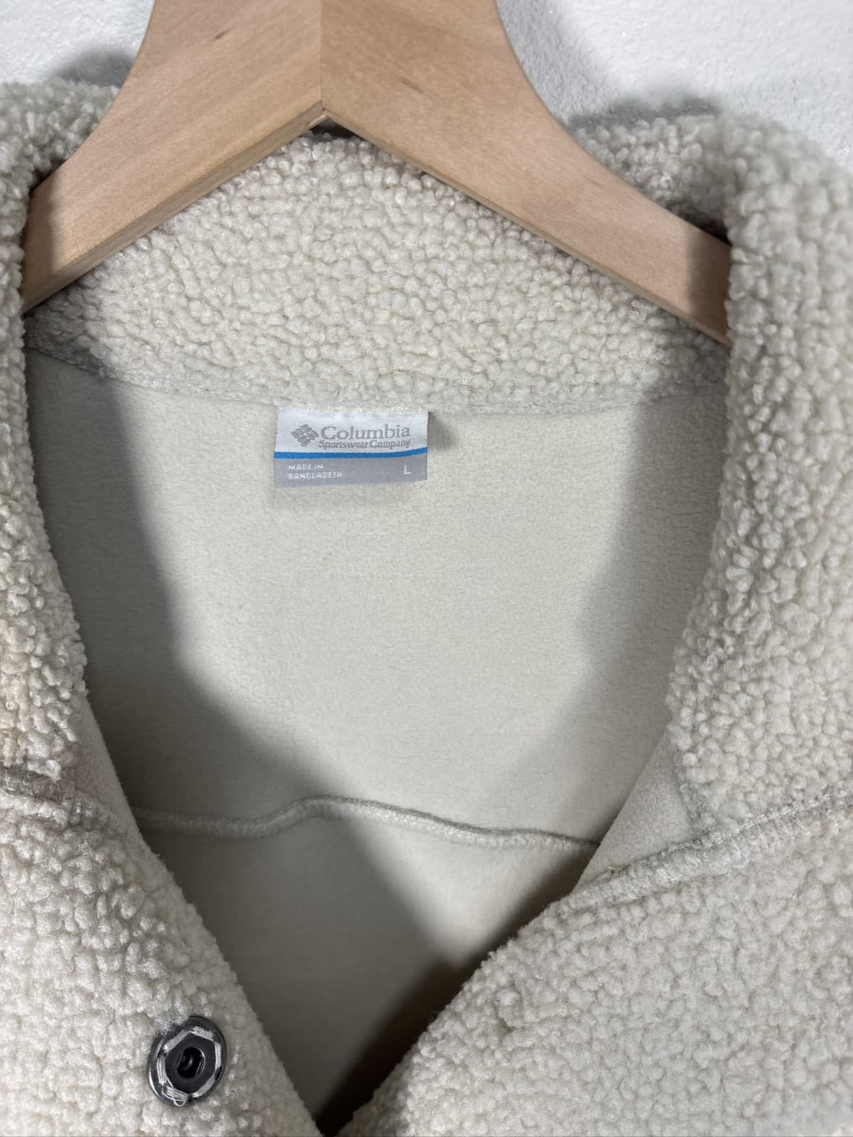 Columbia Women Panorama Long Sherpa Fleece Jacket Snap Front Chalk Coat - Thumbnail 2