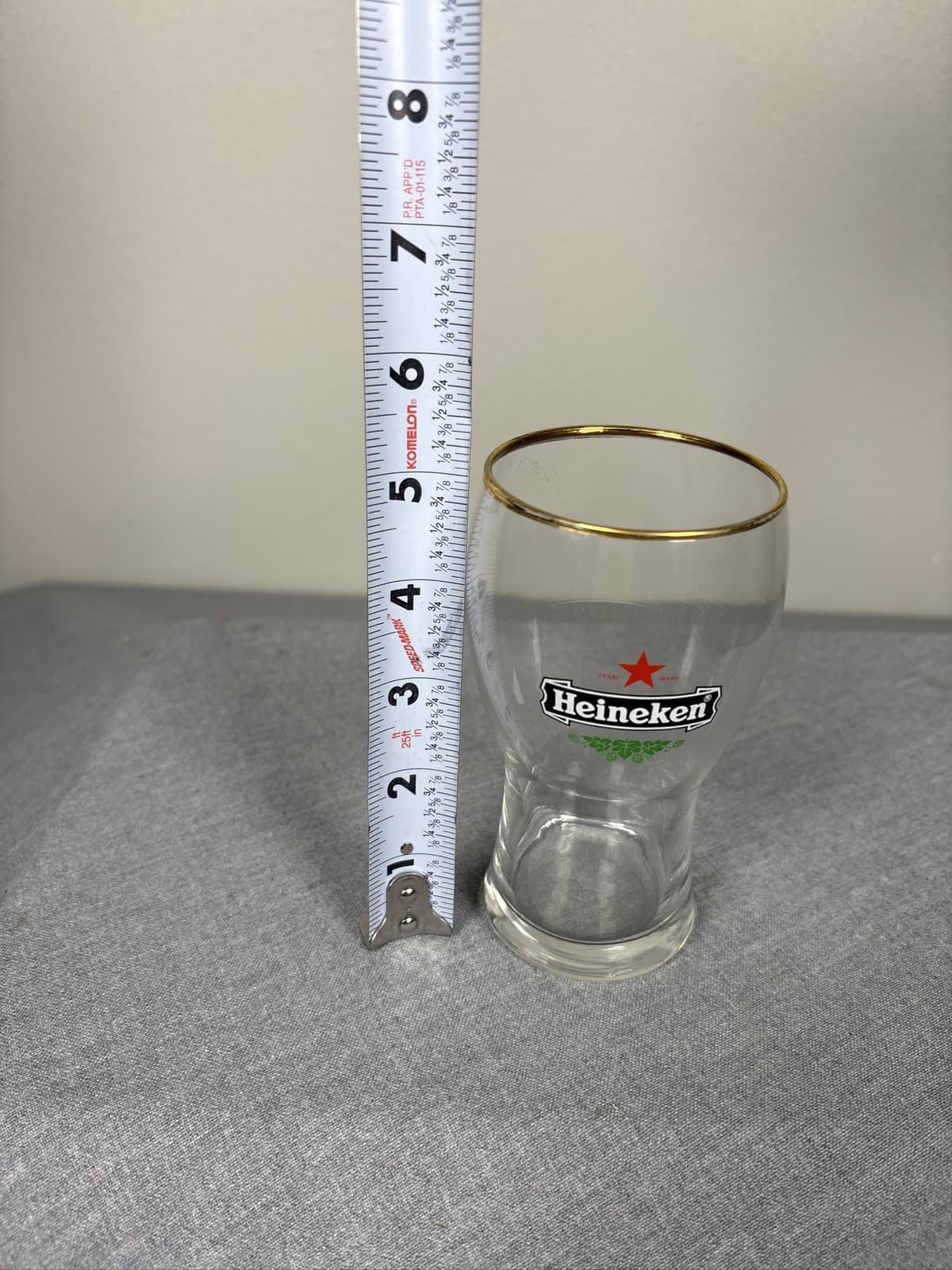Heineken Beer Glass Gold Rim Red Star Logo Barware Pilsner - Thumbnail 2