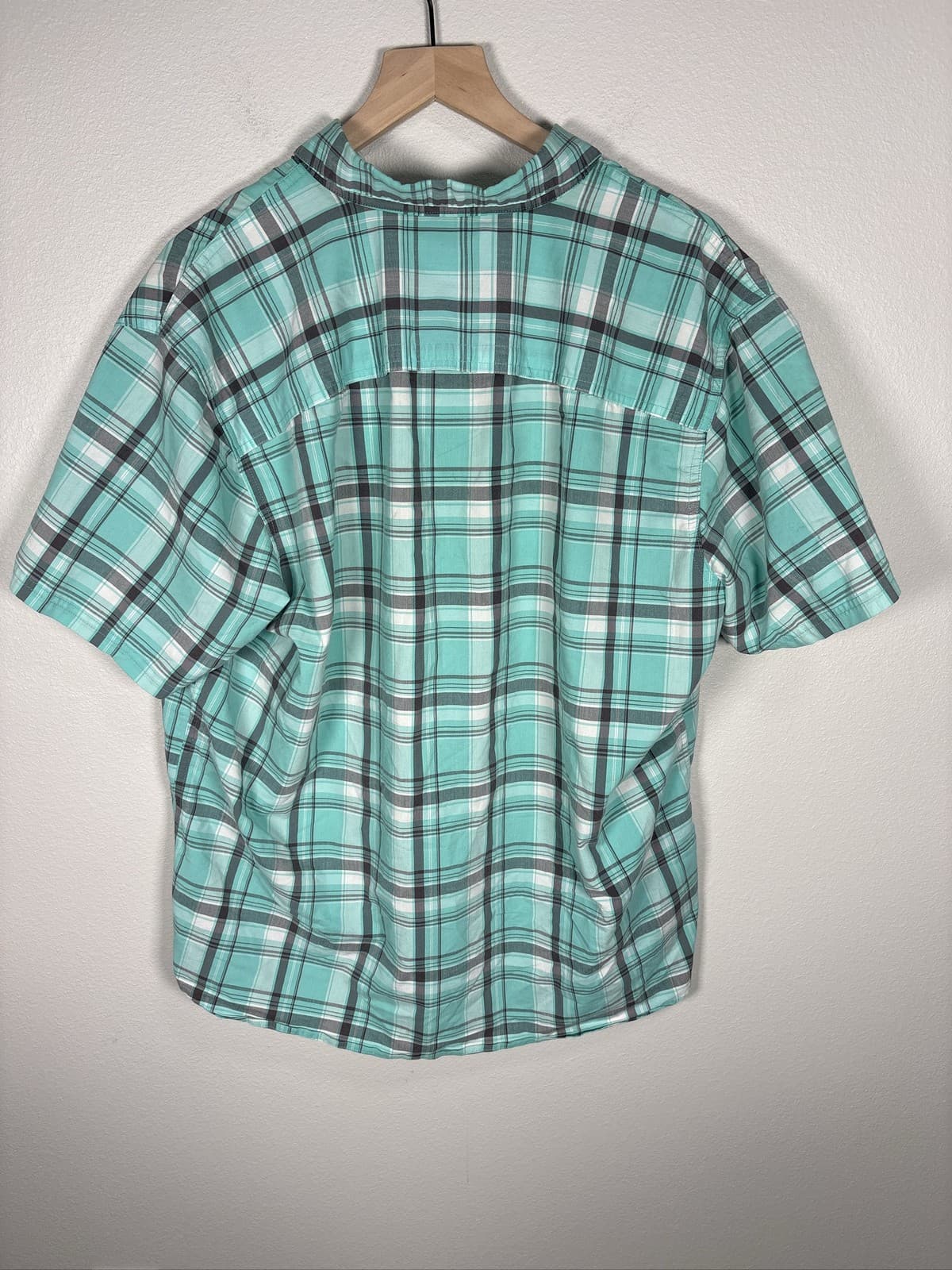 Wrangler Mens XL Outdoor Plaid Short Sleeve Button Up Shirt Turquoise - Thumbnail 3