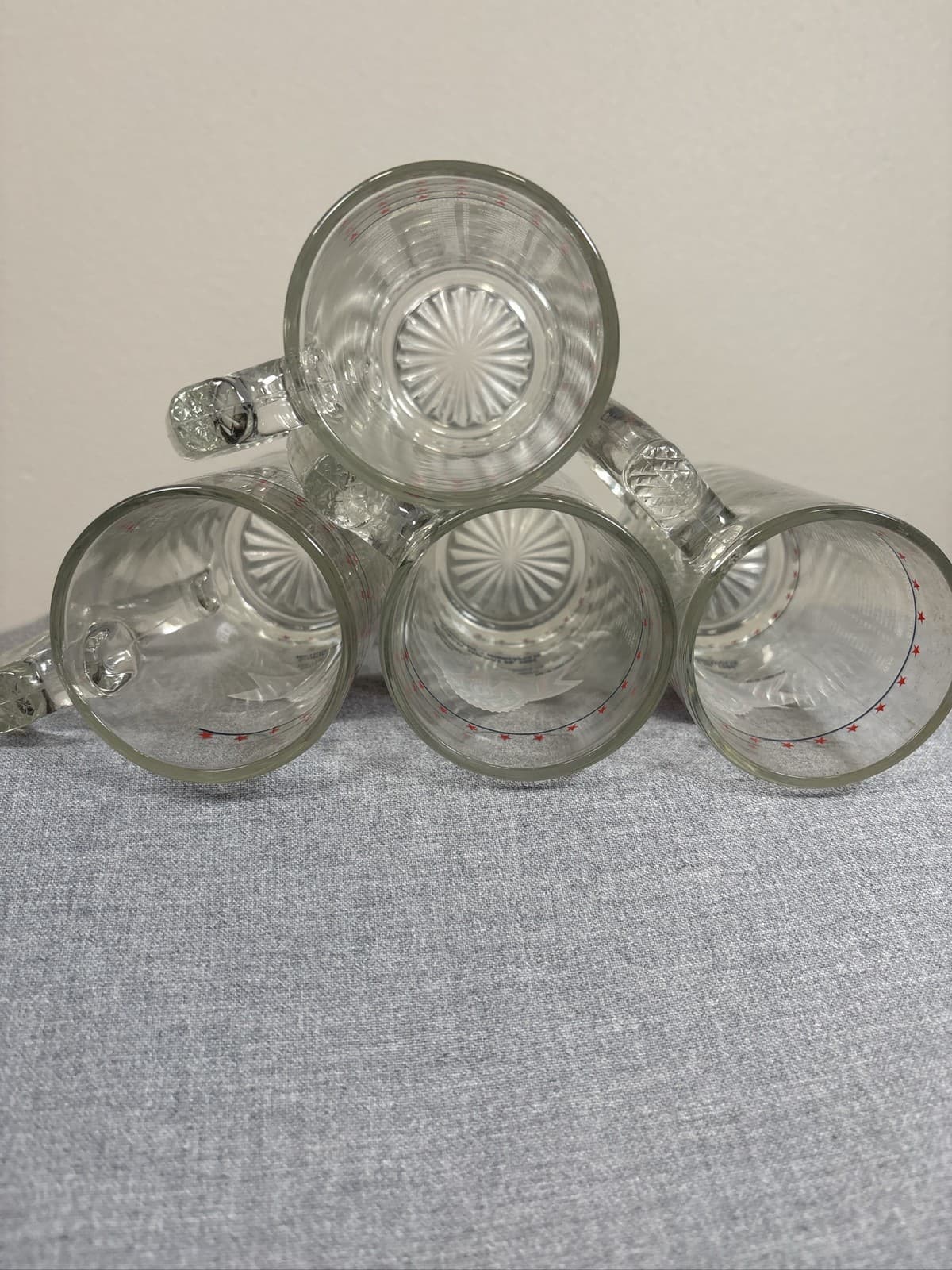 Vintage 1992 Super Bowl XXVI 26 Glass Beer Mug Metrodome Set of 4 NFL Football - Thumbnail 5