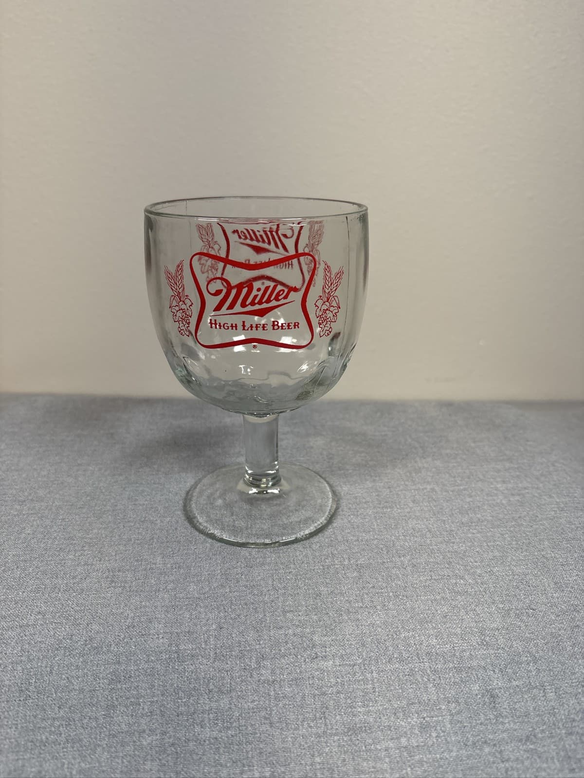 Miller High Life Beer Goblet Glass Dimpled Mug Goblet 6” - Thumbnail 3