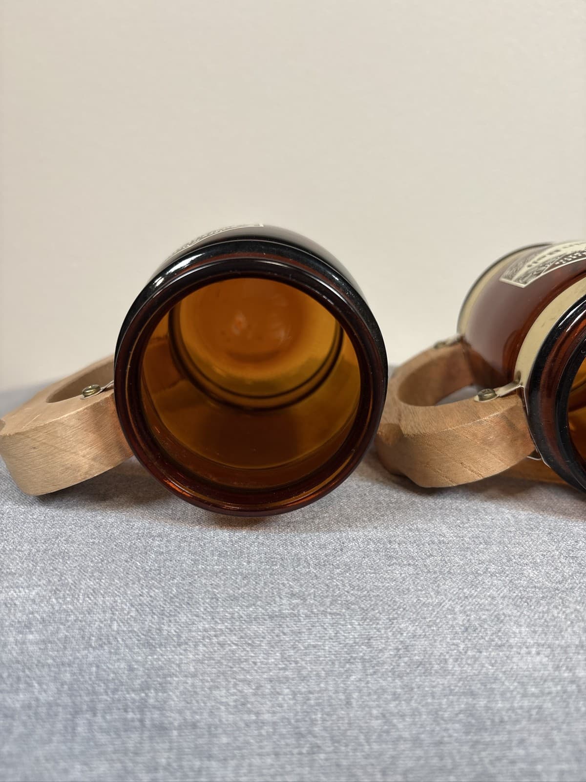 3 Grain Belt Siesta Ware Brown Beer Barrel Mugs Wood Handles - Thumbnail 10