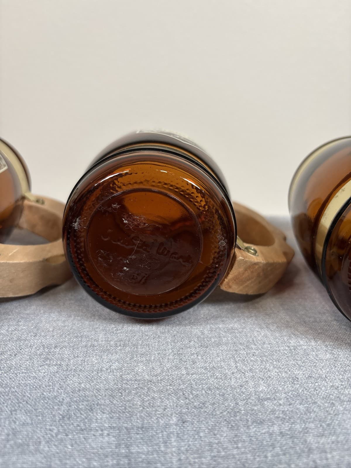 3 Grain Belt Siesta Ware Brown Beer Barrel Mugs Wood Handles - Thumbnail 12