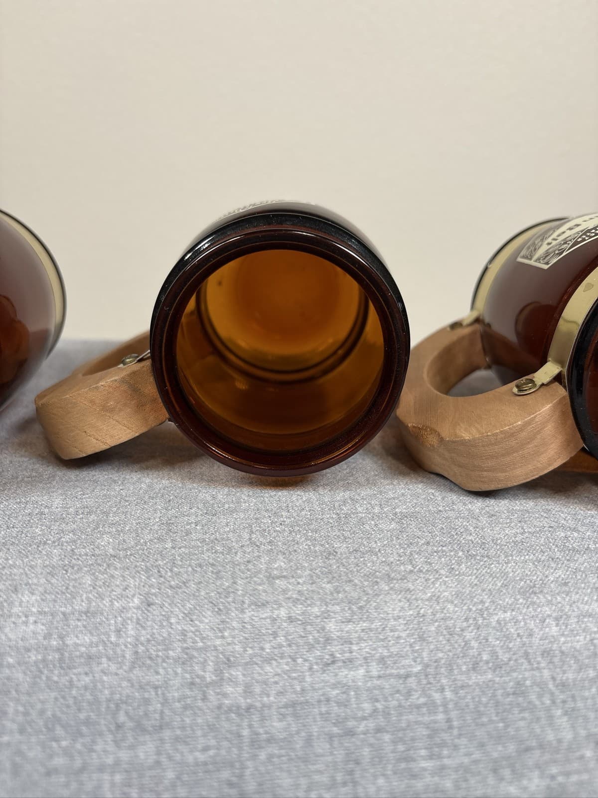3 Grain Belt Siesta Ware Brown Beer Barrel Mugs Wood Handles - Thumbnail 9