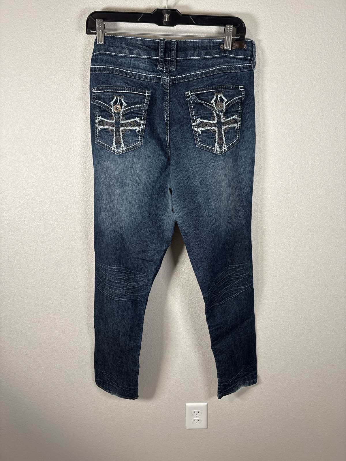 Royalty For Me Womens Blue Skinny Jeans Mid Rise Stretch Dark Wash Size 10 - Thumbnail 5