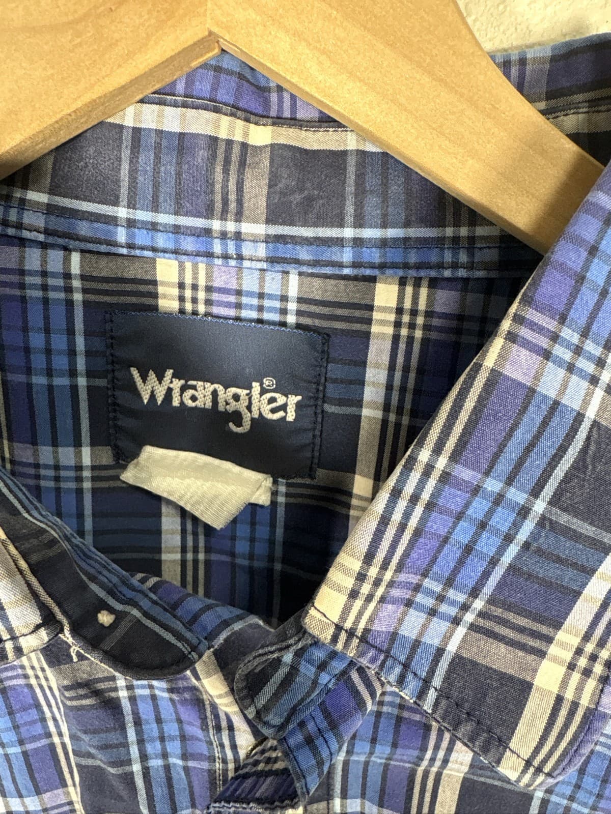 Wrangler Western Shirt Mens XL Blue Plaid Pearl Snap Long Sleeve Cowboy - Thumbnail 2