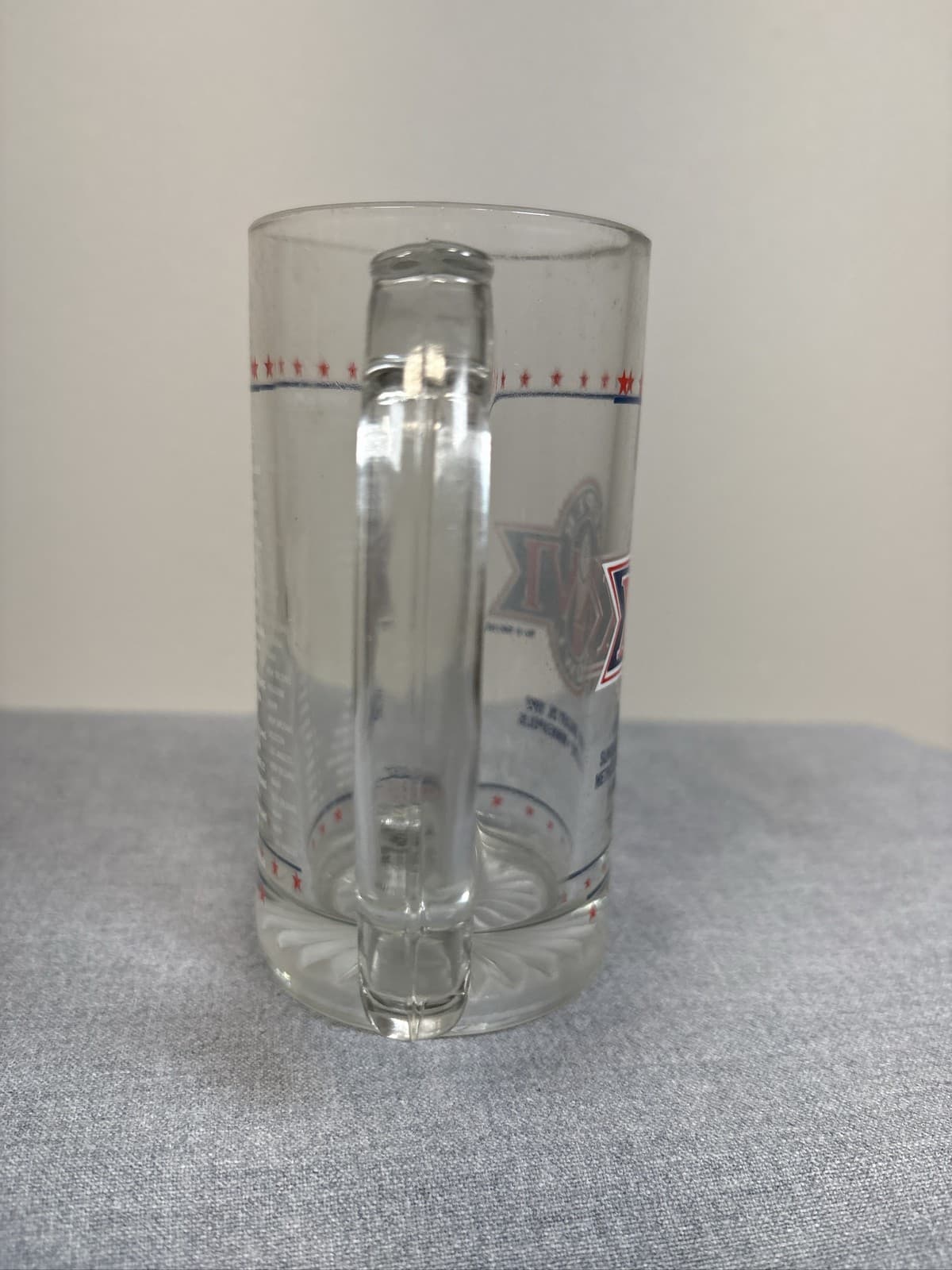 Vintage 1992 Super Bowl XXVI 26 Glass Beer Mug Metrodome Set of 4 NFL Football - Thumbnail 3