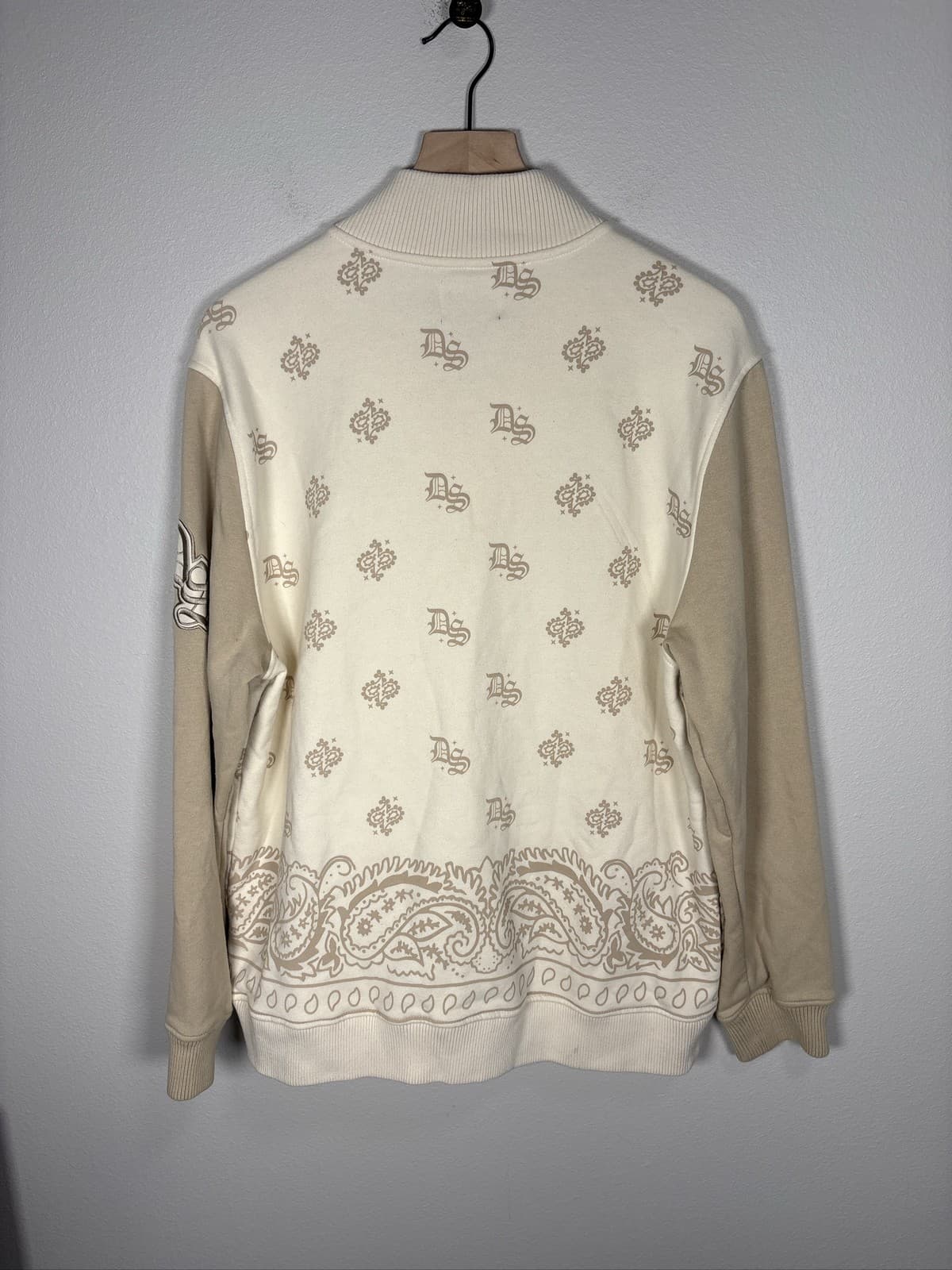 Dogg Supply by Snoop Dogg Varsity Jacket Ivory Tan Bandana Paisley Men - Thumbnail 4