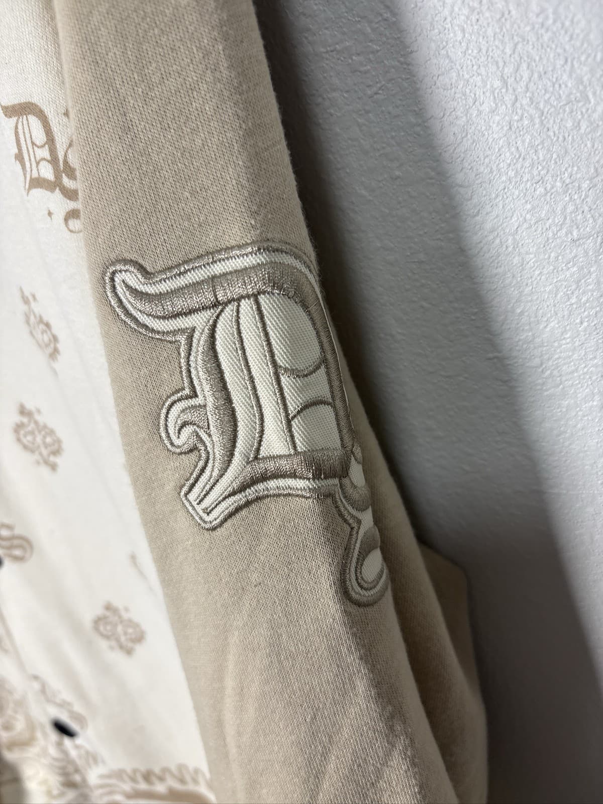 Dogg Supply by Snoop Dogg Varsity Jacket Ivory Tan Bandana Paisley Men - Thumbnail 2