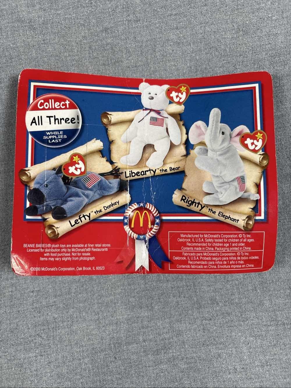 McDonald's Teenie Beanie Baby Lefty 1996 - Thumbnail 2