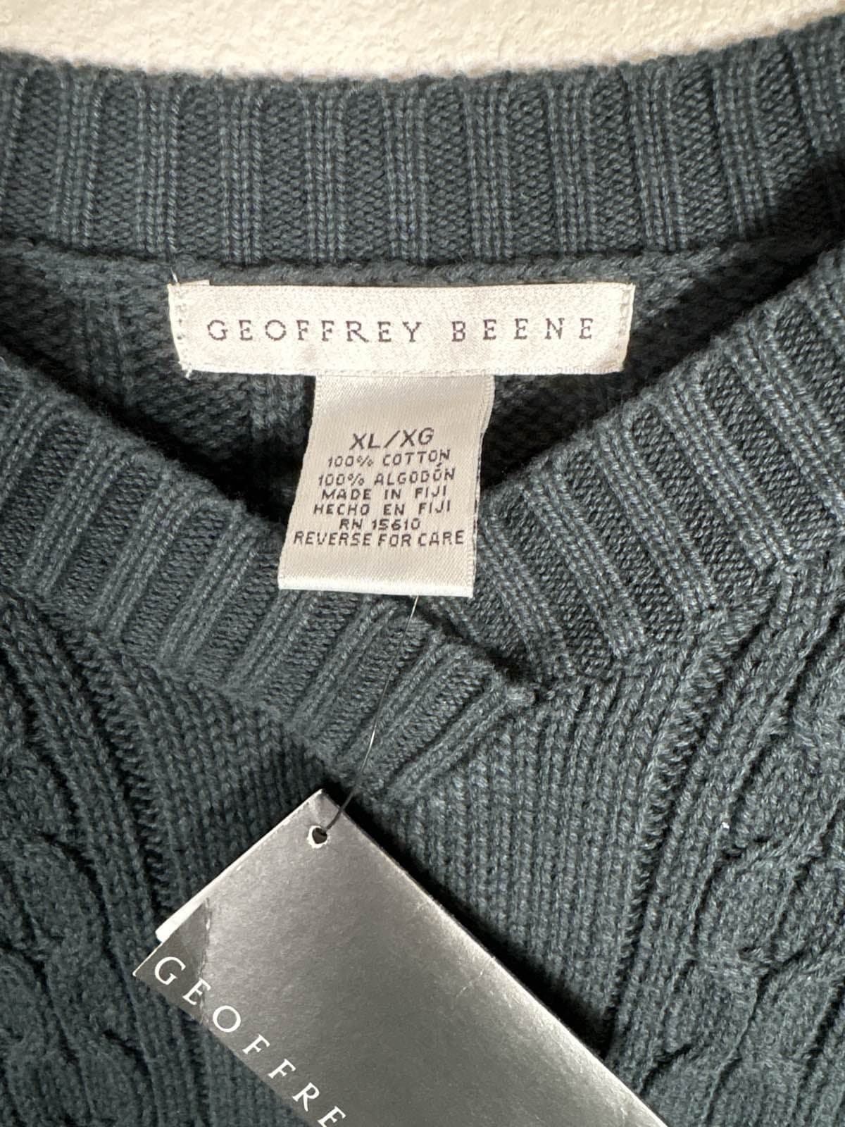 Geoffrey Beene Men's Cable Knit Crewneck Sweater Navy Blue XL NWT - Thumbnail 3