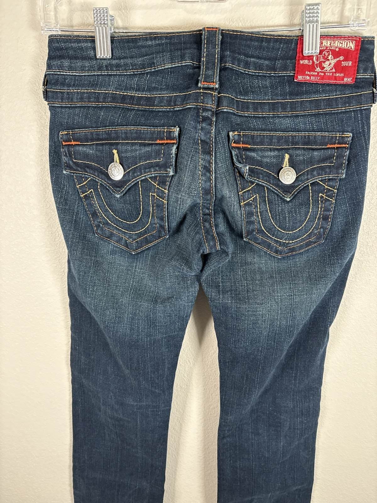 True Religion Billy World Tour Jeans Women’s 25 Blue Denim Straight Leg USA - Thumbnail 7