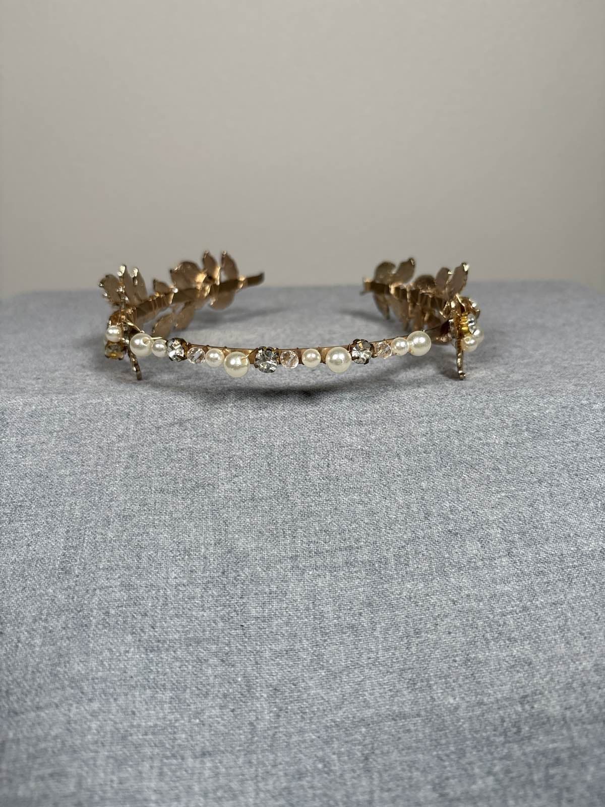 Pearl Leaf Headband Wedding Bridal Tiara Prom Hair Accessory - Thumbnail 3