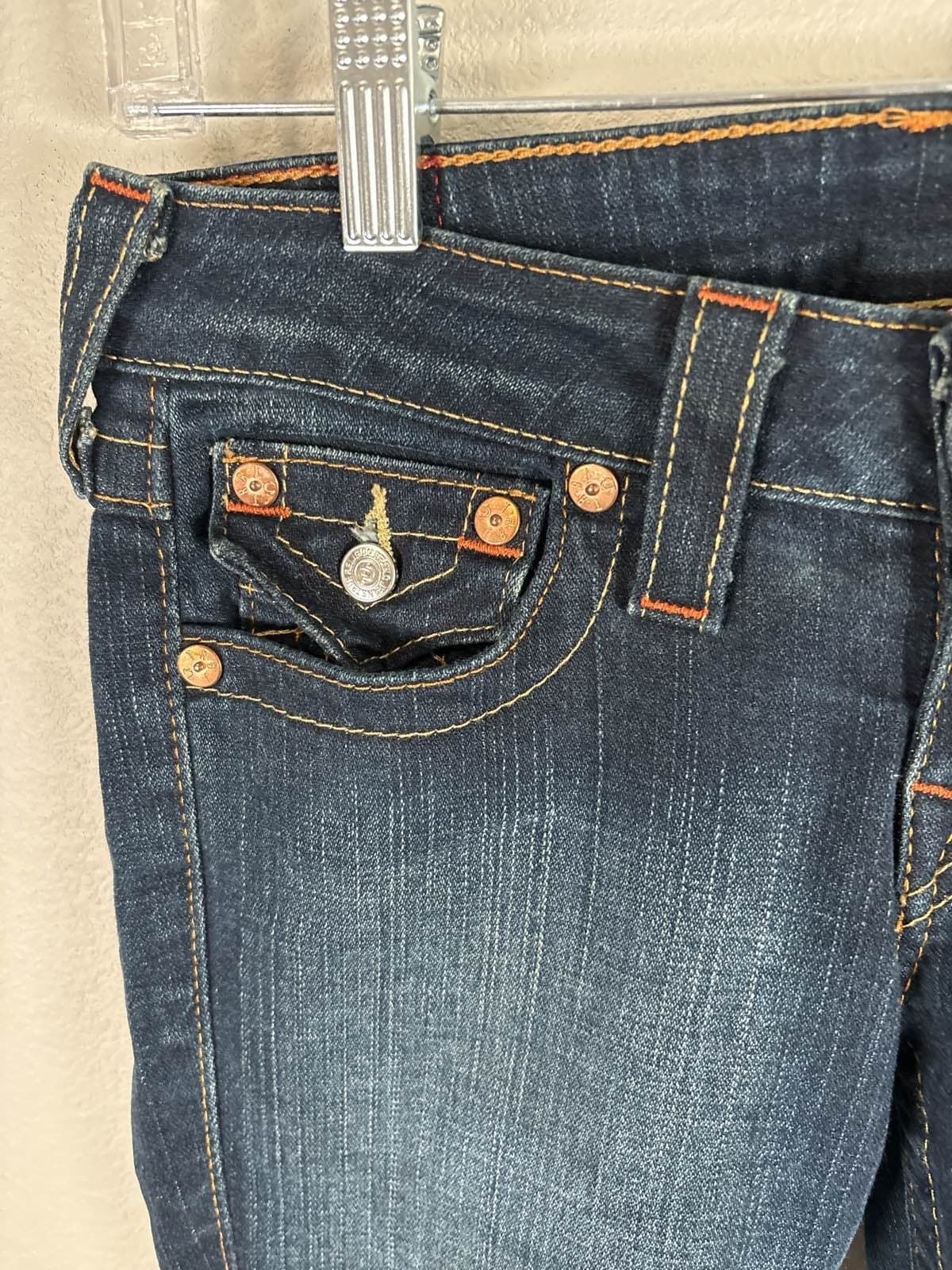 True Religion Billy World Tour Jeans Women’s 25 Blue Denim Straight Leg USA - Thumbnail 2