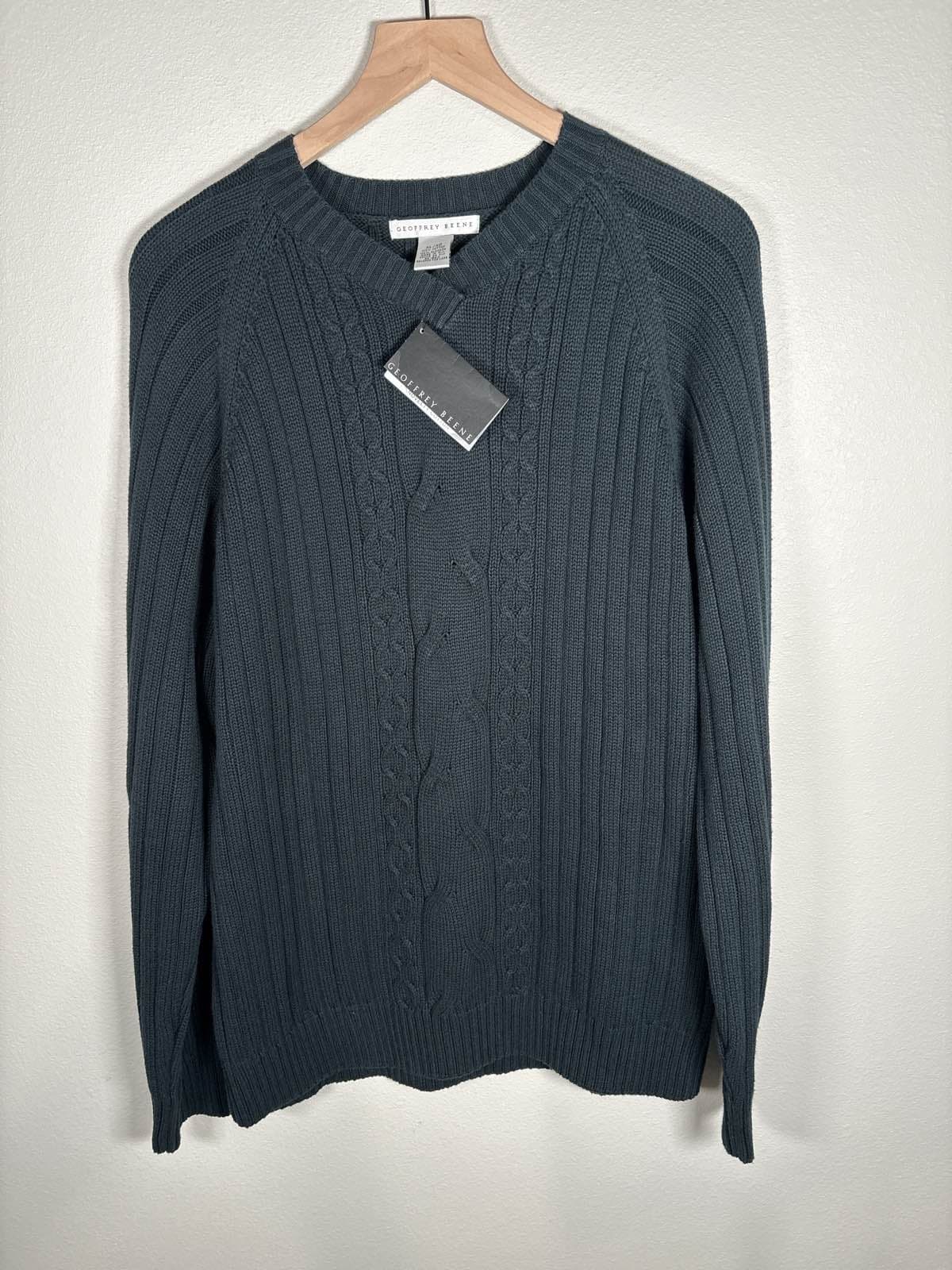 Geoffrey Beene Men's Cable Knit Crewneck Sweater Navy Blue XL NWT